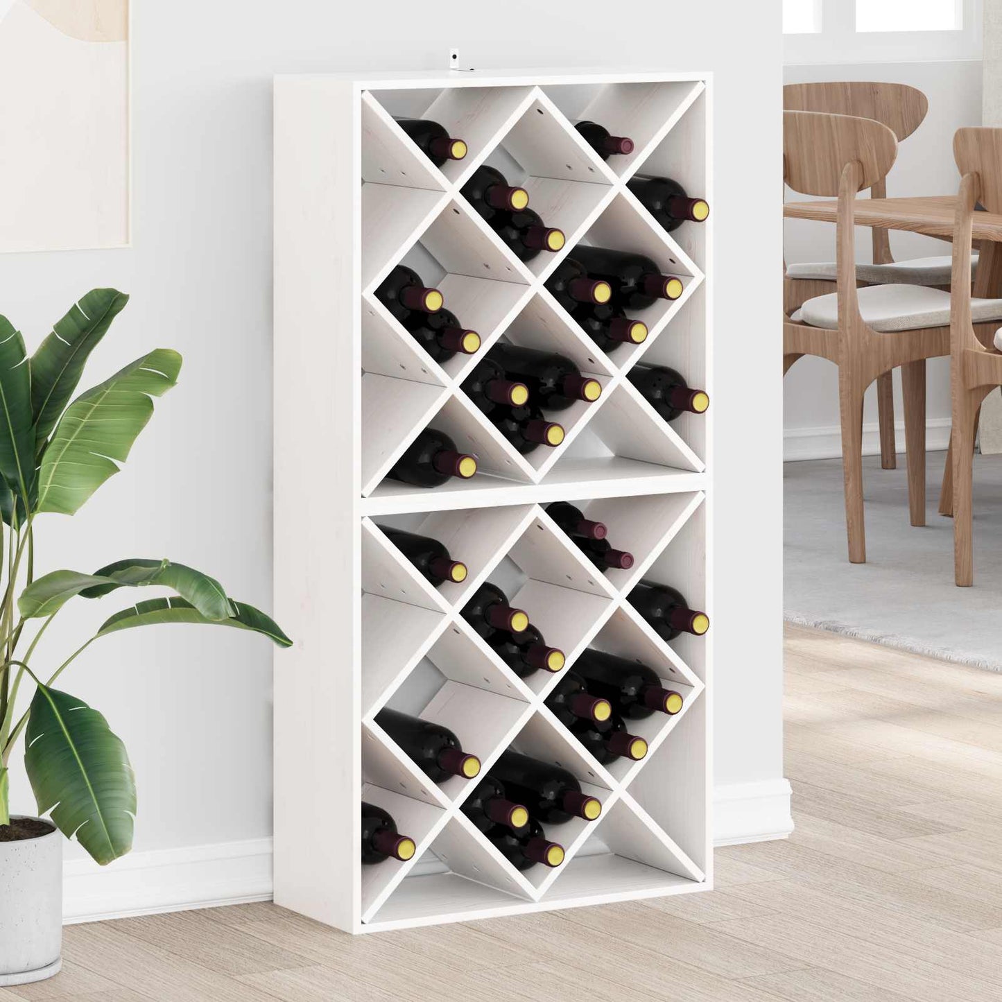 vidaXL Ράφι Κρασιού 2 pcs Λευκό 62 x 25 x 62 cm Στερεά ξυλεία πεύκου