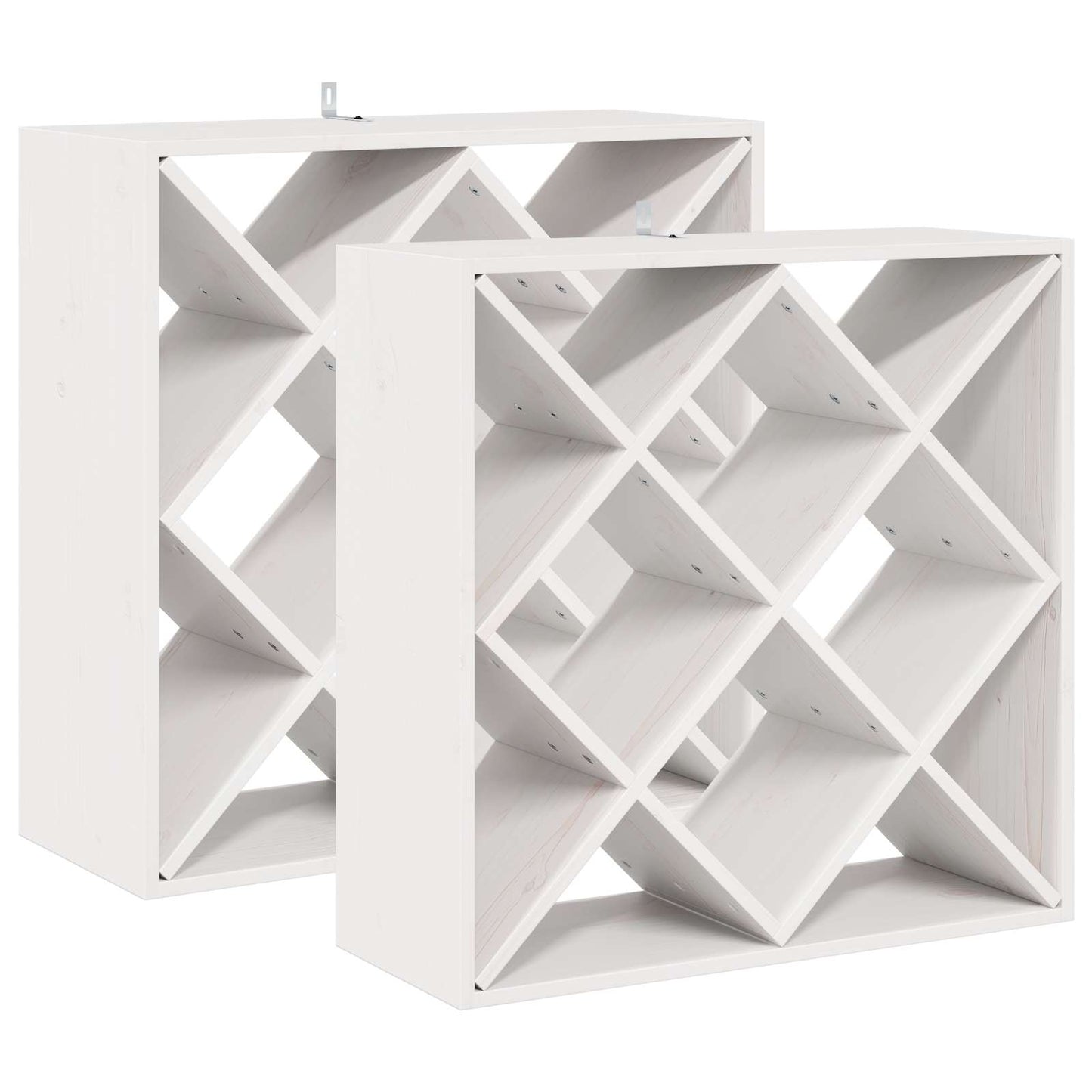 vidaXL Ράφι Κρασιού 2 pcs Λευκό 62 x 25 x 62 cm Στερεά ξυλεία πεύκου