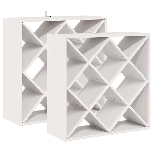 vidaXL Ράφι Κρασιού 2 pcs Λευκό 62 x 25 x 62 cm Στερεά ξυλεία πεύκου