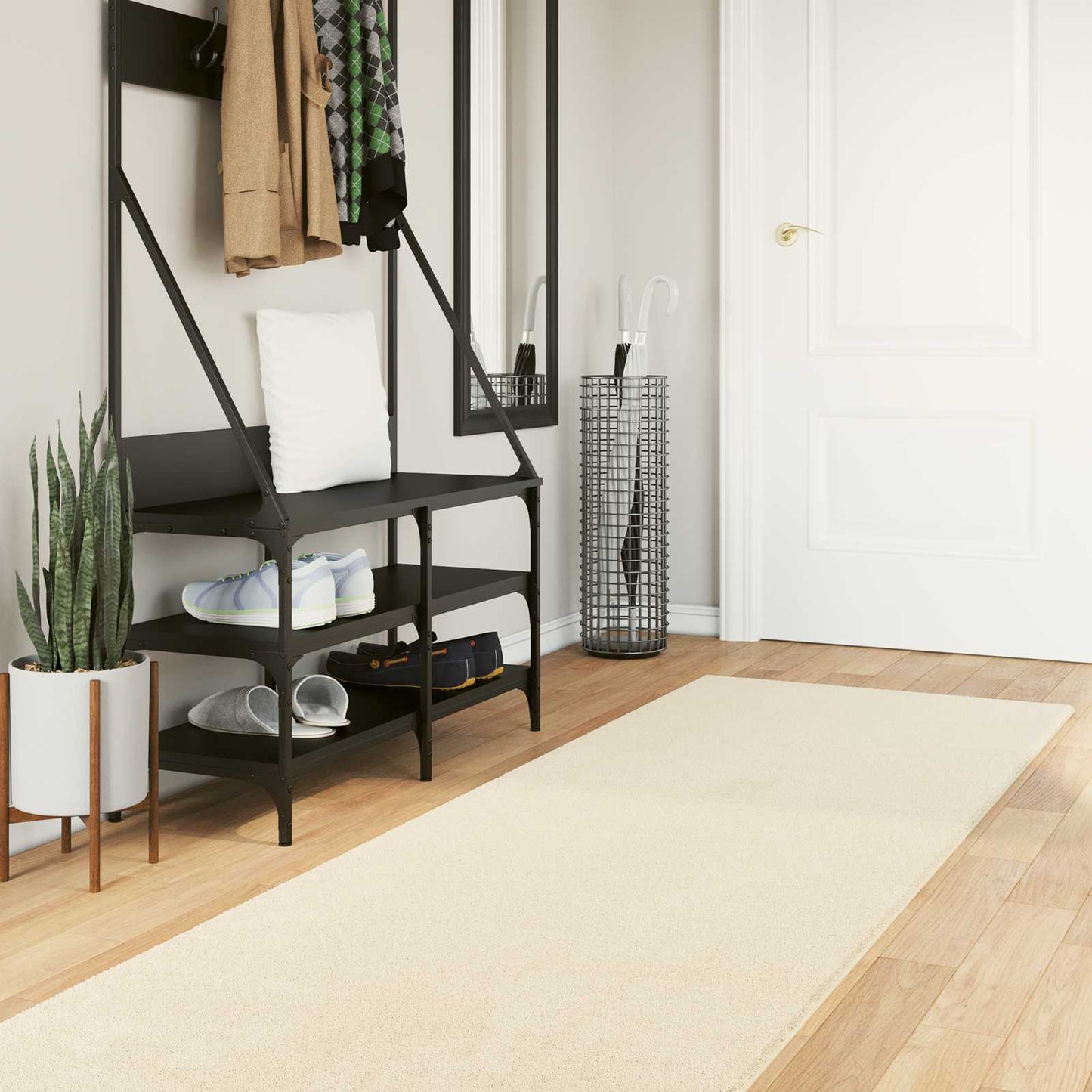 vidaXL Χαλιά χώρου Ορθογώνιος HUARTE Κρεμ 300 x 80 εκ. Πολυεστέρας