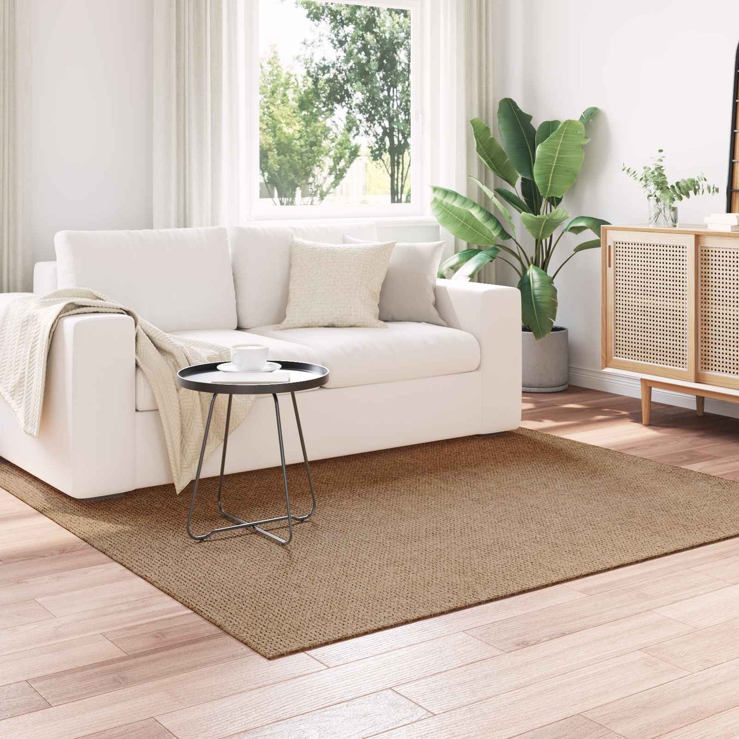 vidaXL Χαλιά χώρου τετράγωνο AGIRA Φυσικό 200 x 200 cm Πολυεστέρας
