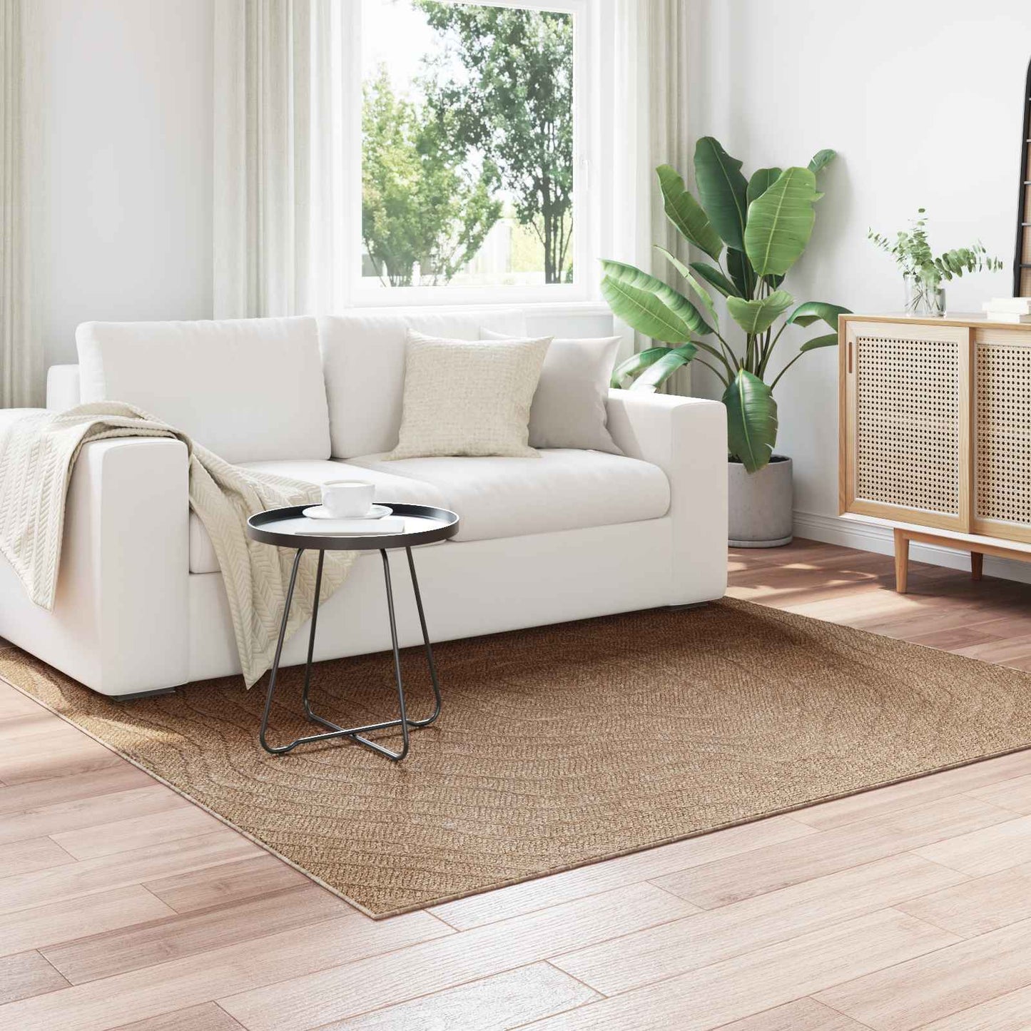 vidaXL Χαλιά χώρου Μουάρ τετράγωνο AGIRA Φυσικό 120 x 120 cm
