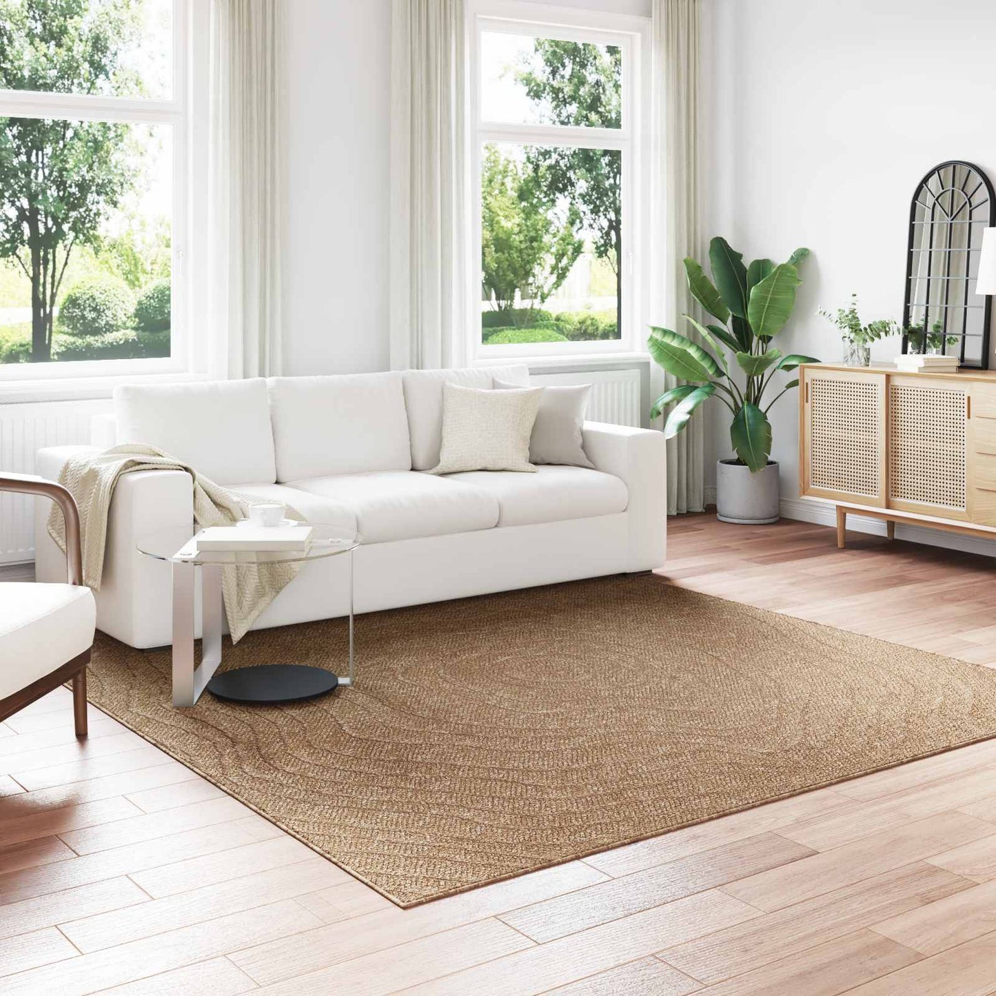 vidaXL Χαλιά χώρου Μουάρ τετράγωνο AGIRA Φυσικό 240 x 240 cm