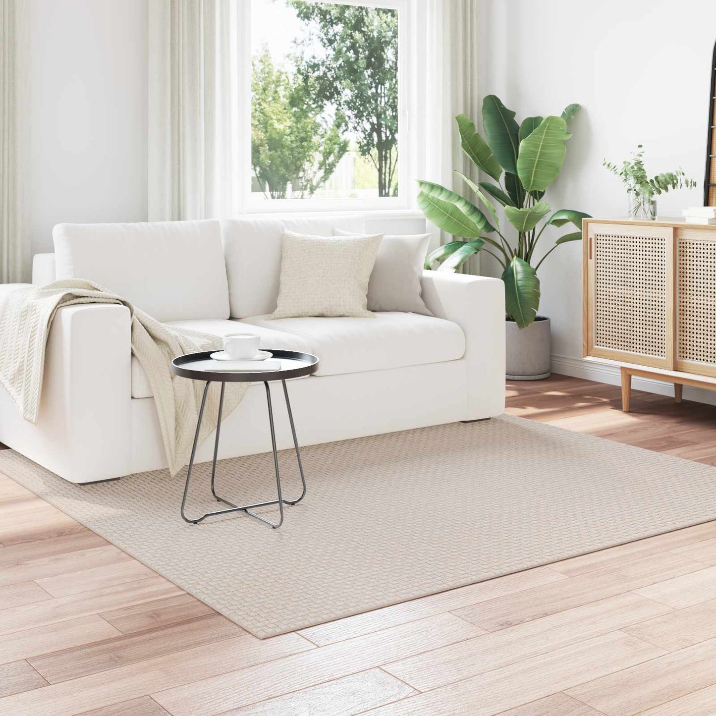 vidaXL Χαλιά χώρου τετράγωνο Κρεμ 200 x 200 cm