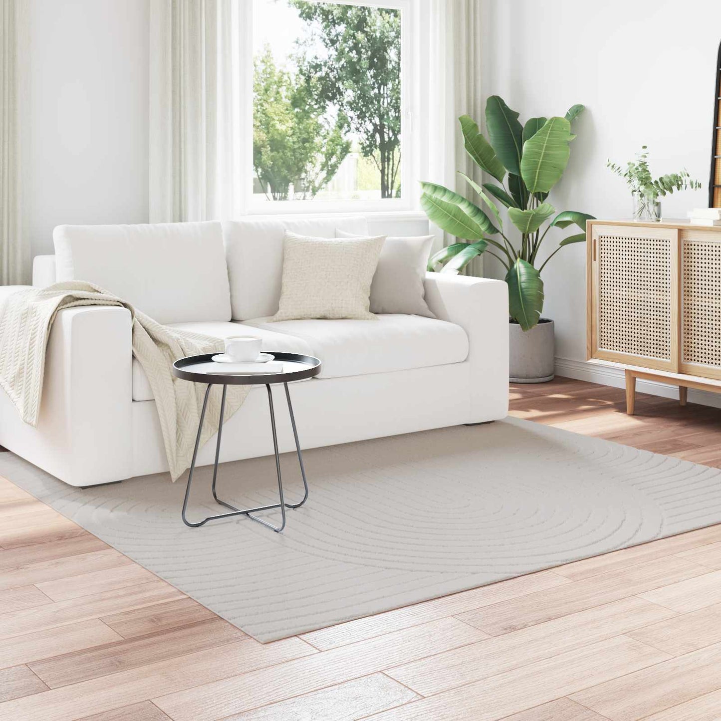 vidaXL Χαλιά χώρου τετράγωνο Κρεμ 200 x 200 cm