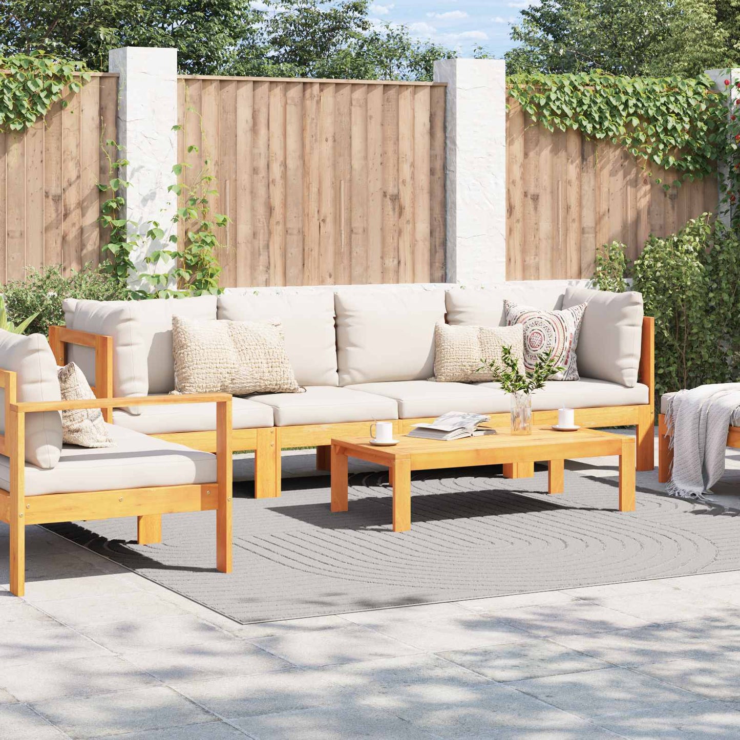 vidaXL Χαλιά χώρου τετράγωνο Κρεμ 240 x 240 cm