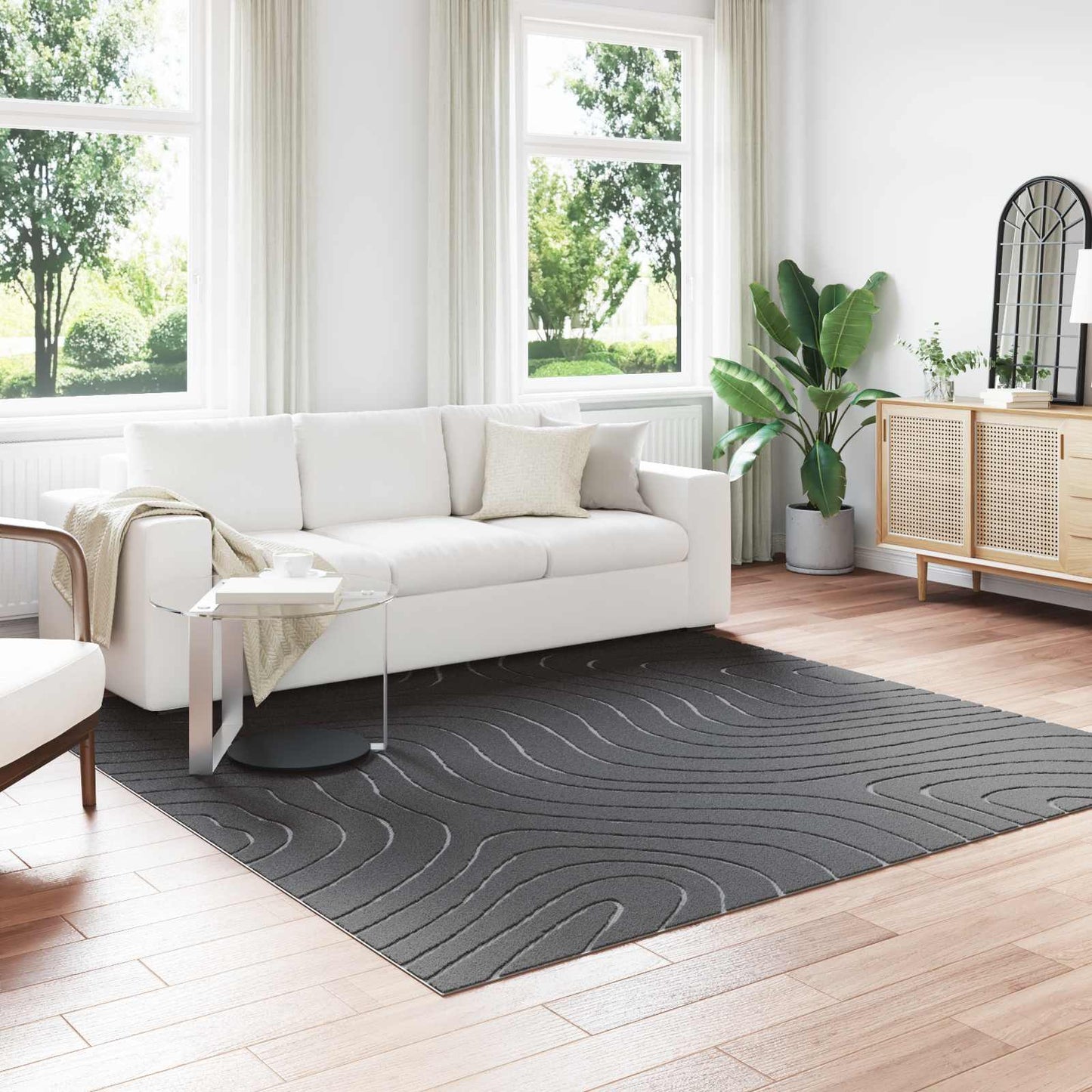 vidaXL Χαλιά χώρου τετράγωνο Ανθρακί 240 x 240 cm