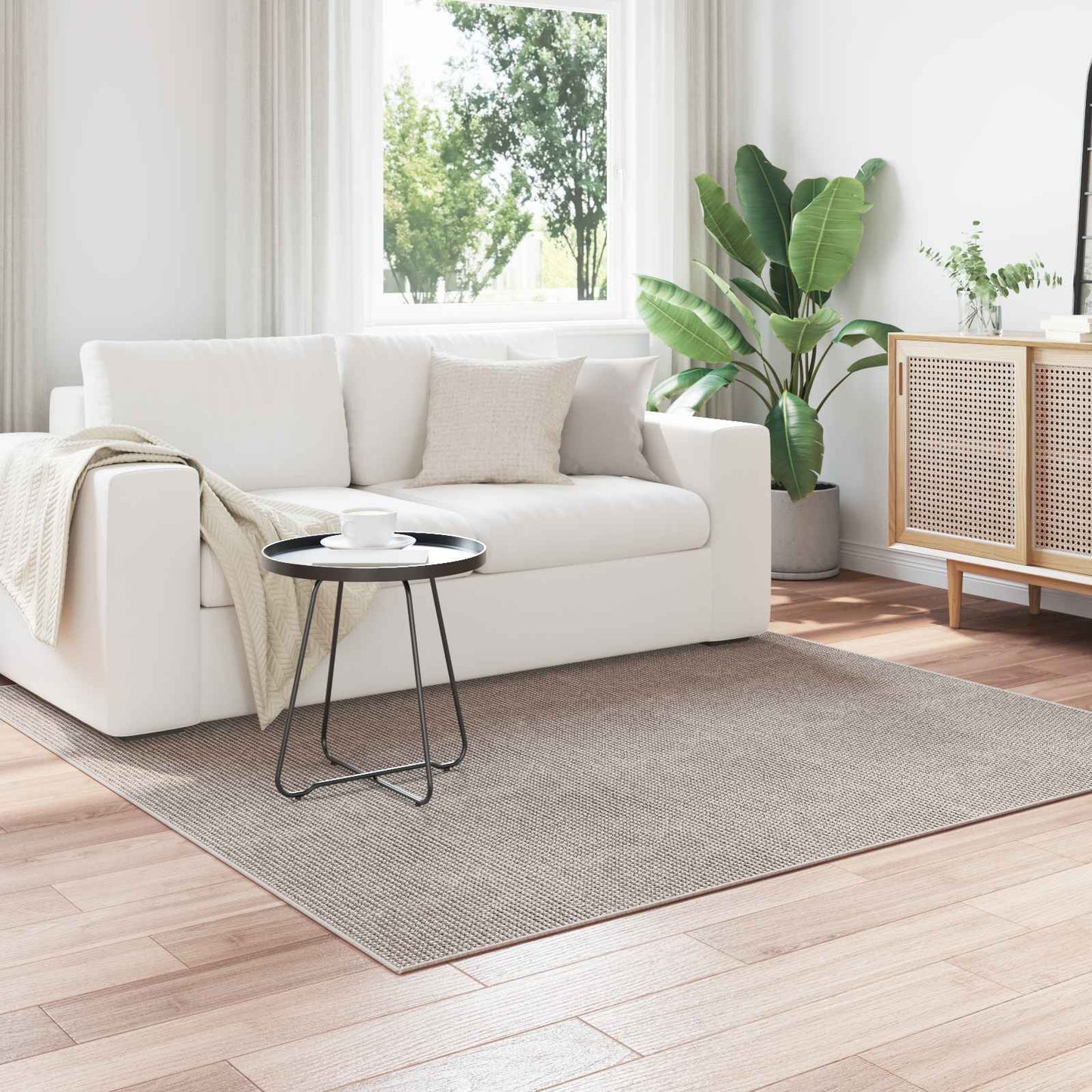 vidaXL Χαλιά χώρου HUARTE Κρέμα και Ταπεί 200 x 200 cm Πολυεστέρας