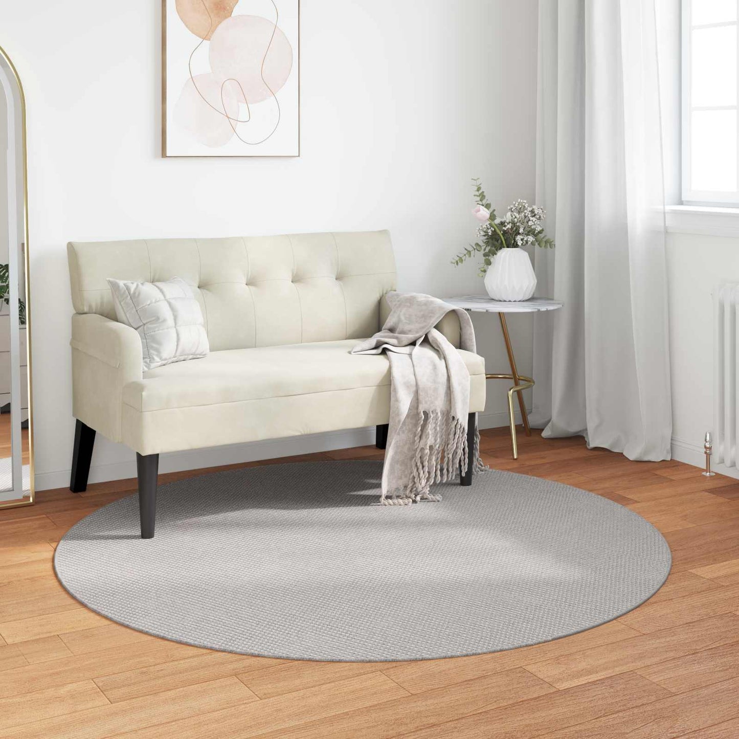 vidaXL Χαλιά χώρου Γύρος HUARTE Κρεμ και Γκρι Ø 160 CM Πολυεστέρας
