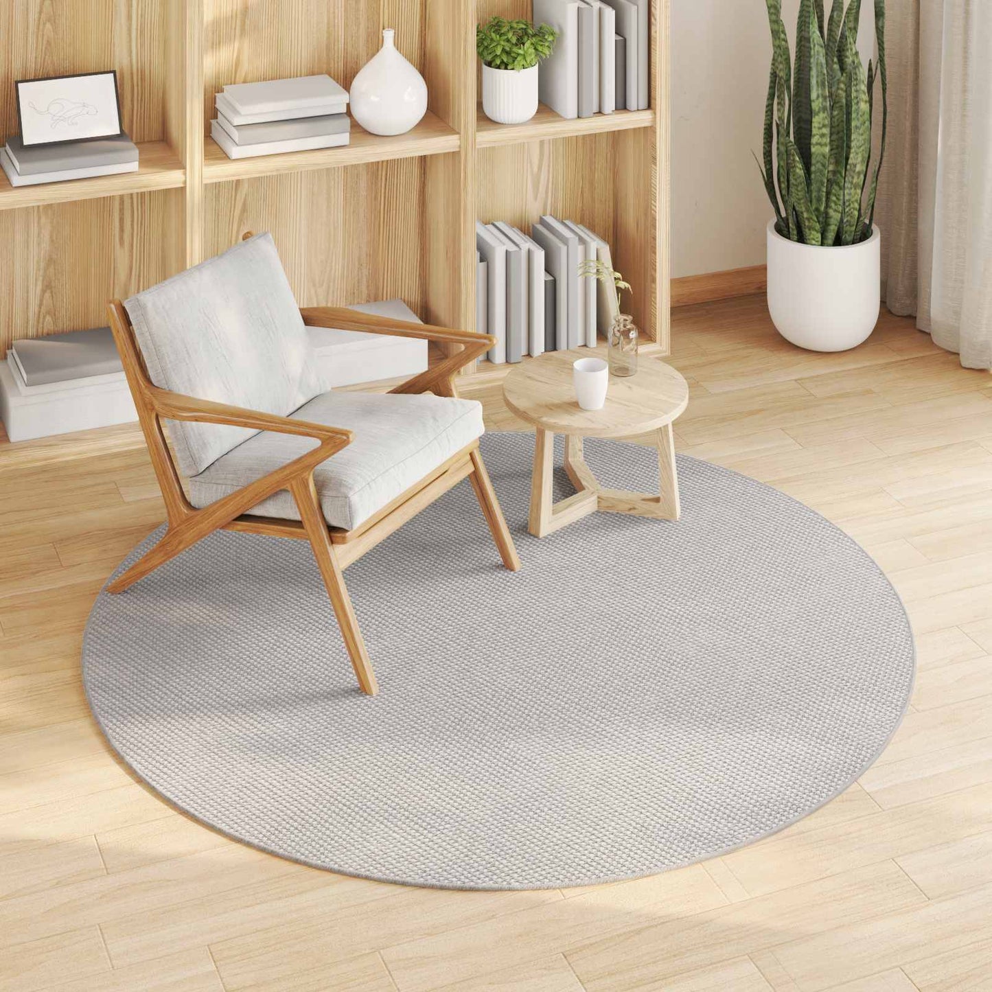 vidaXL Χαλιά χώρου Γύρος HUARTE Κρεμ και Γκρι Ø 160 CM Πολυεστέρας
