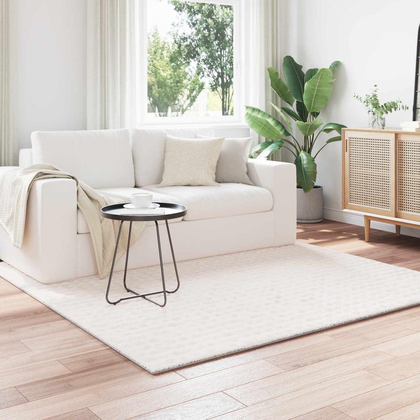 vidaXL Χαλιά χώρου τετράγωνο Κρεμ 200 x 200 cm