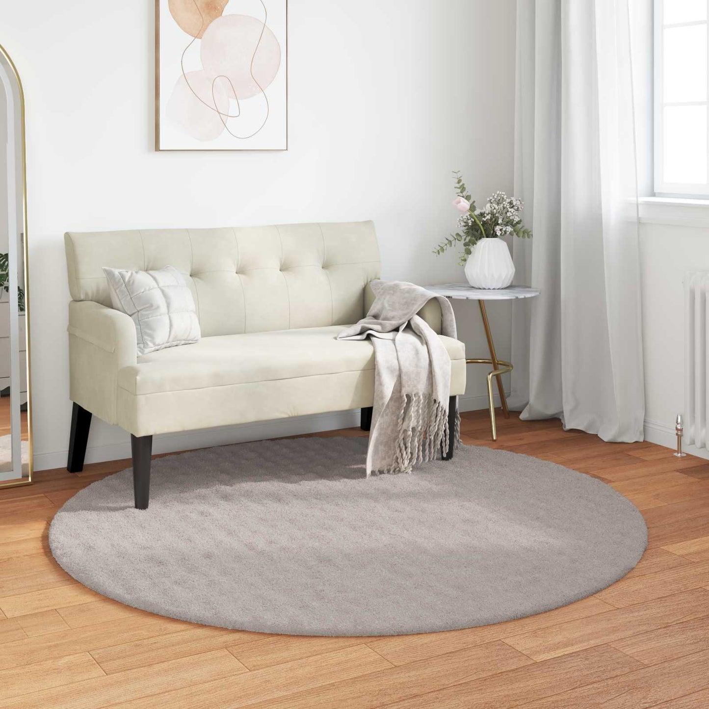 vidaXL Χαλιά χώρου Γύρος Άμμος Ø 160 CM