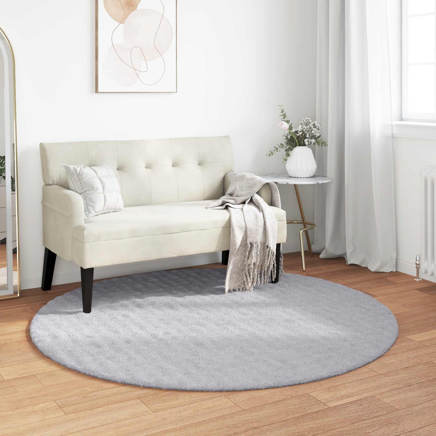 vidaXL Χαλιά χώρου Γύρος Γκρι Ø 160 CM