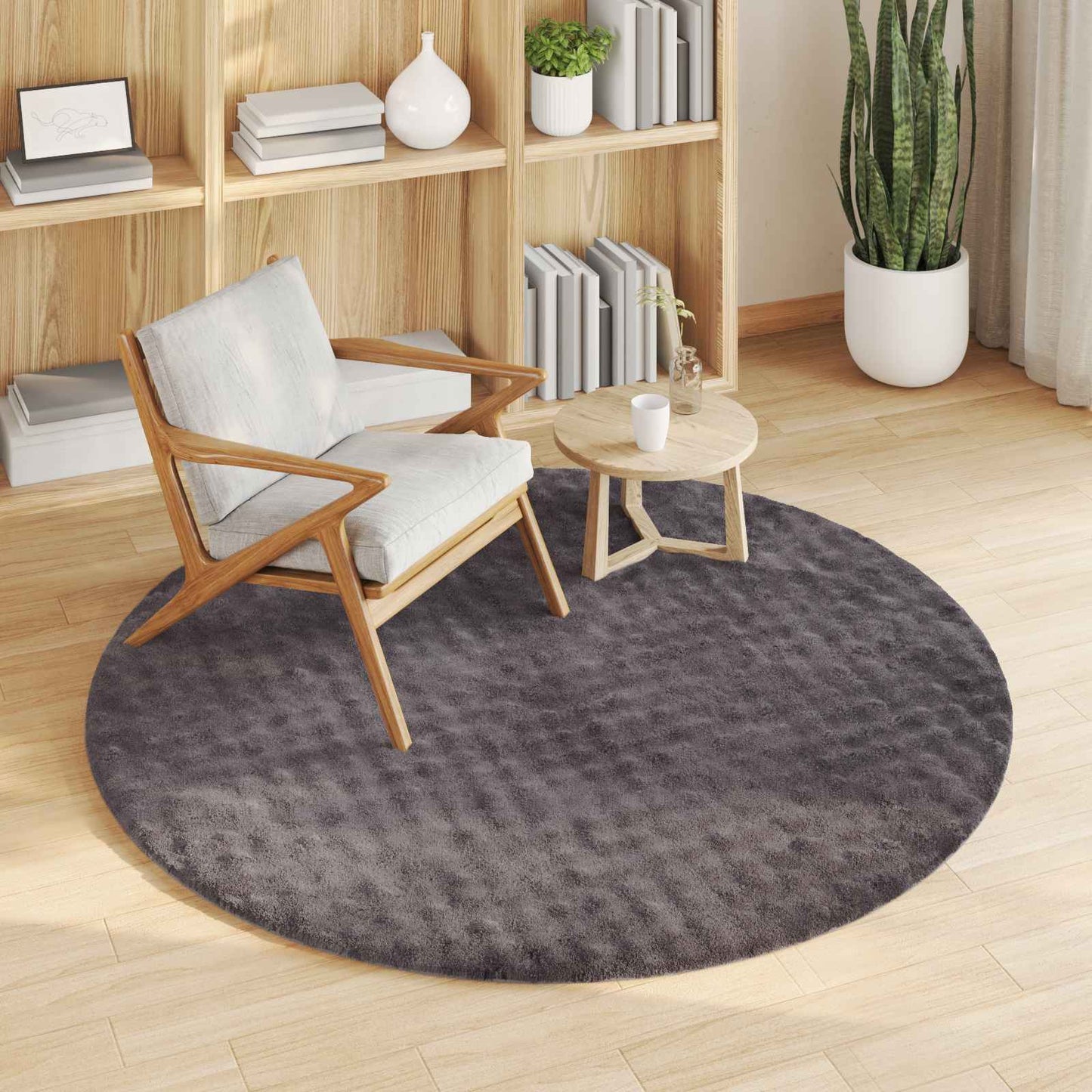 vidaXL Χαλιά χώρου Γύρος Ανθρακί Ø 160 CM