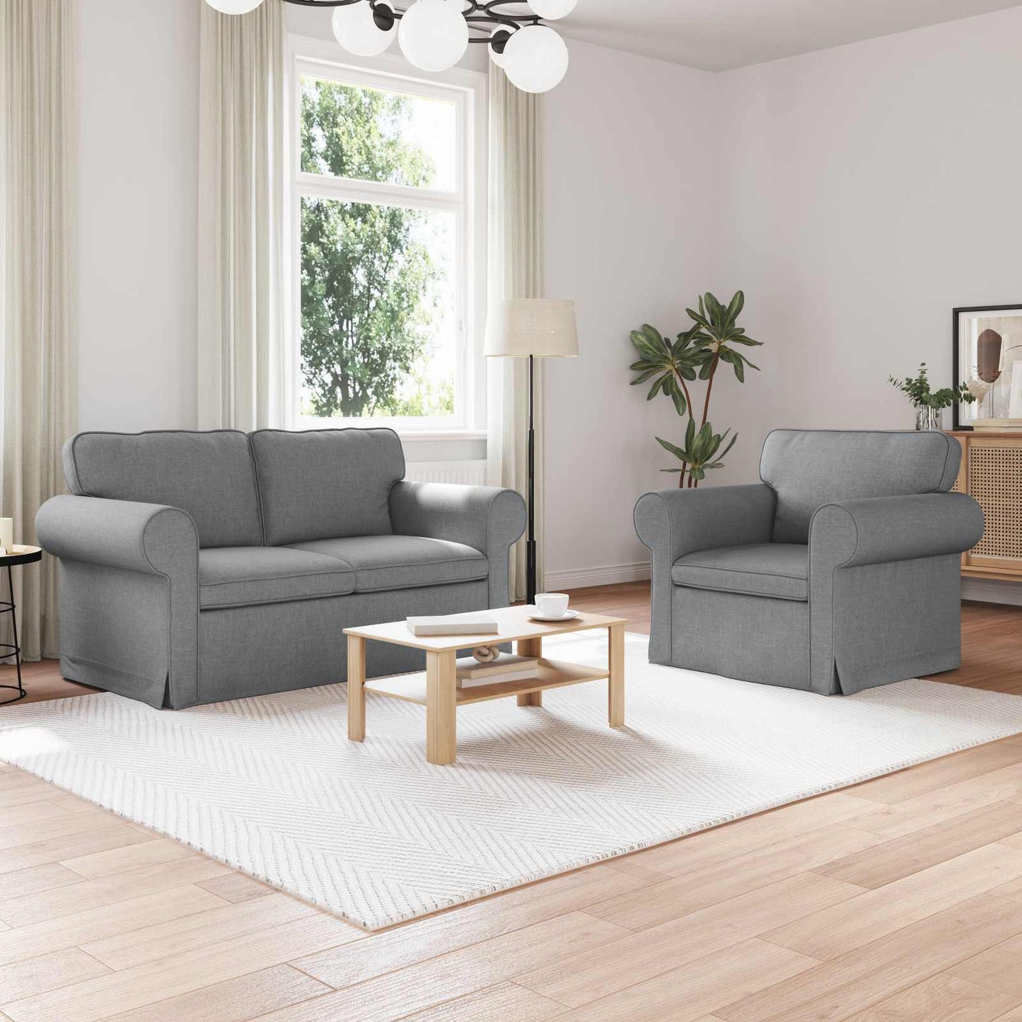 vidaXL Σετ Καναπέ 2 pcs Ανοιχτό γκρι 155 x 82 x 80 εκ ύφασμα
