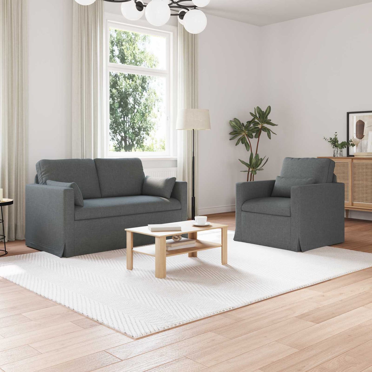 vidaXL Σετ Καναπέ 2 pcs Σκούρο Γκρι 139 x 78 x 80 εκ ύφασμα