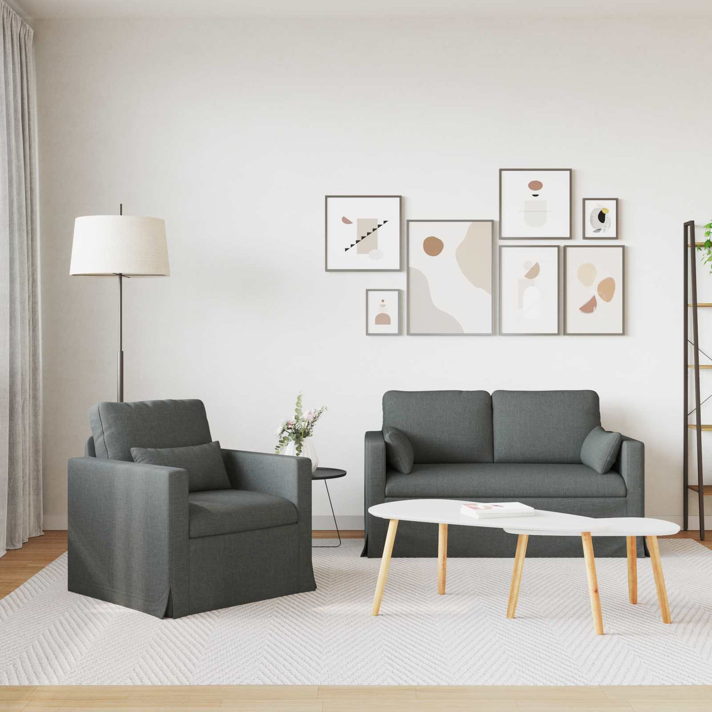 vidaXL Σετ Καναπέ 2 pcs Σκούρο Γκρι 139 x 78 x 80 εκ ύφασμα
