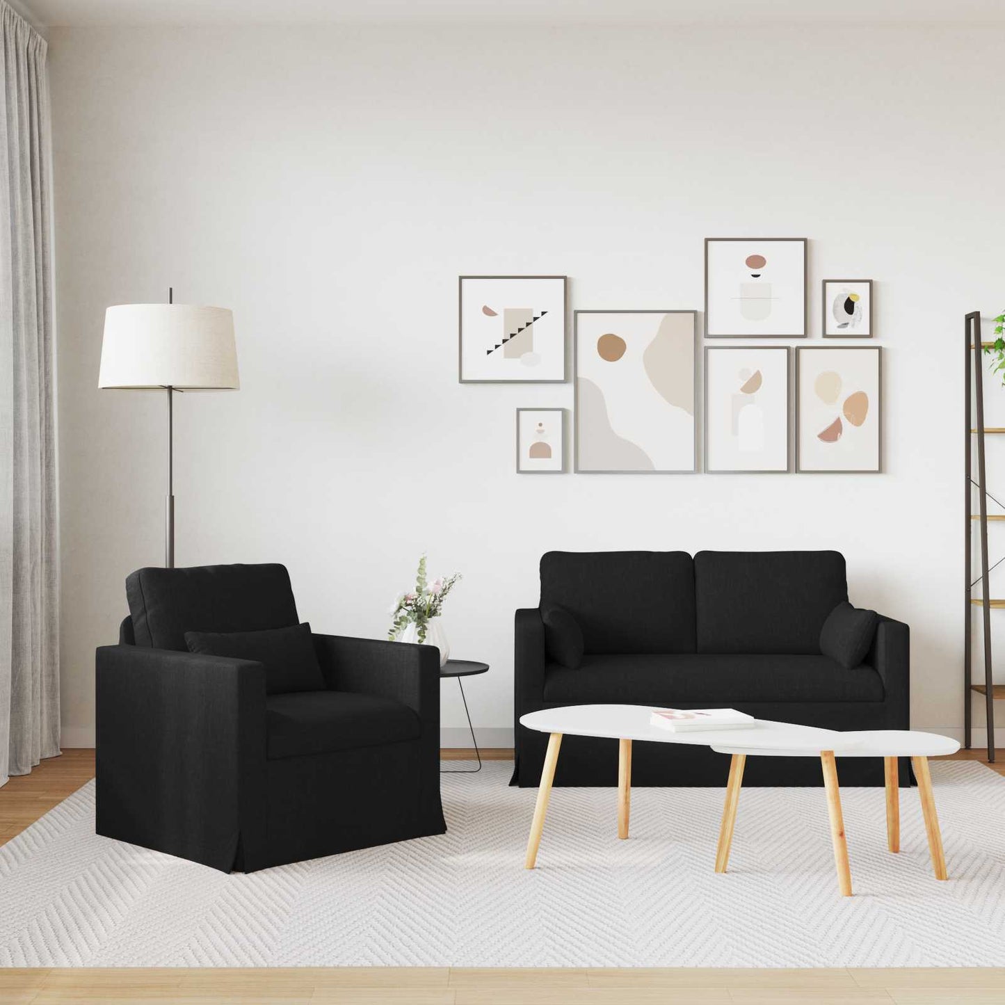 vidaXL Σετ Καναπέ 2 pcs Μαύρο 139 x 78 x 80 εκ ύφασμα