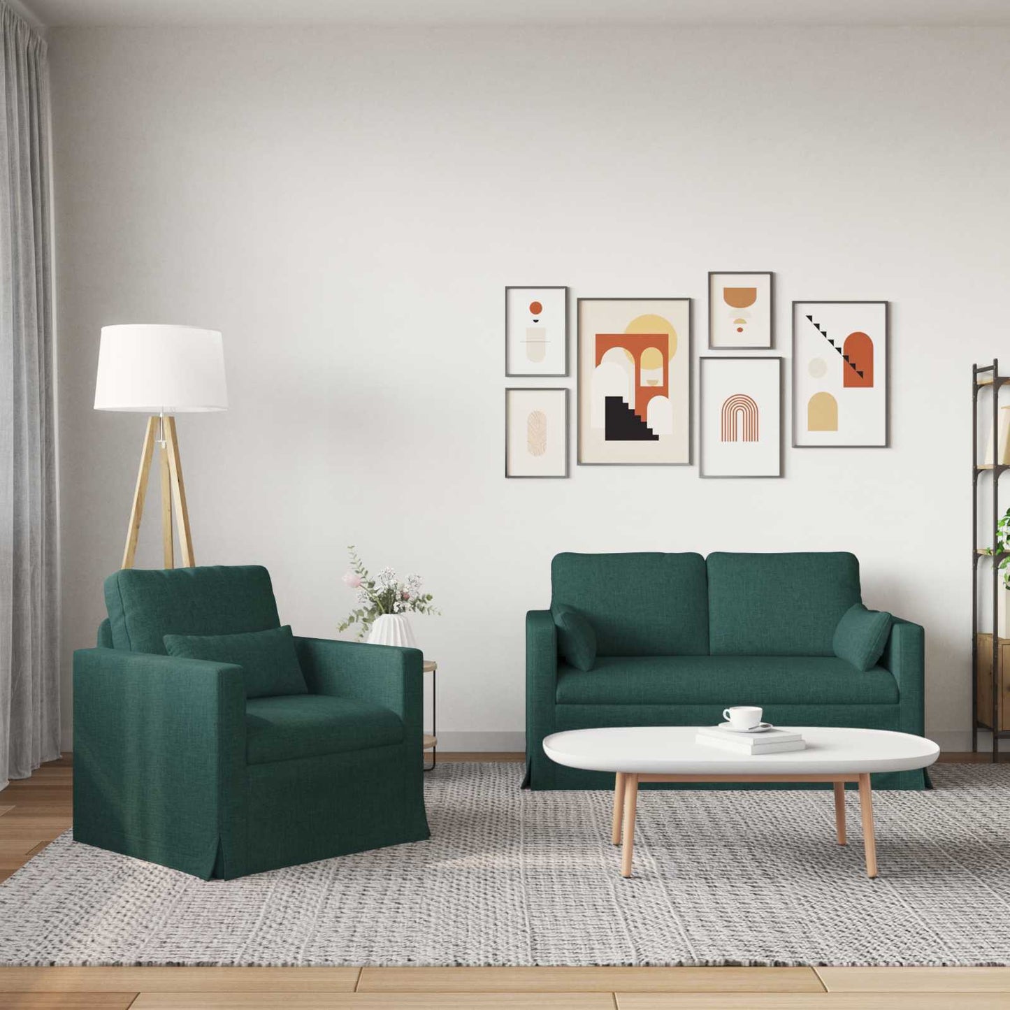 vidaXL Σετ Καναπέ 2 pcs Σκούρο Πράσινο 139 x 78 x 80 εκ ύφασμα