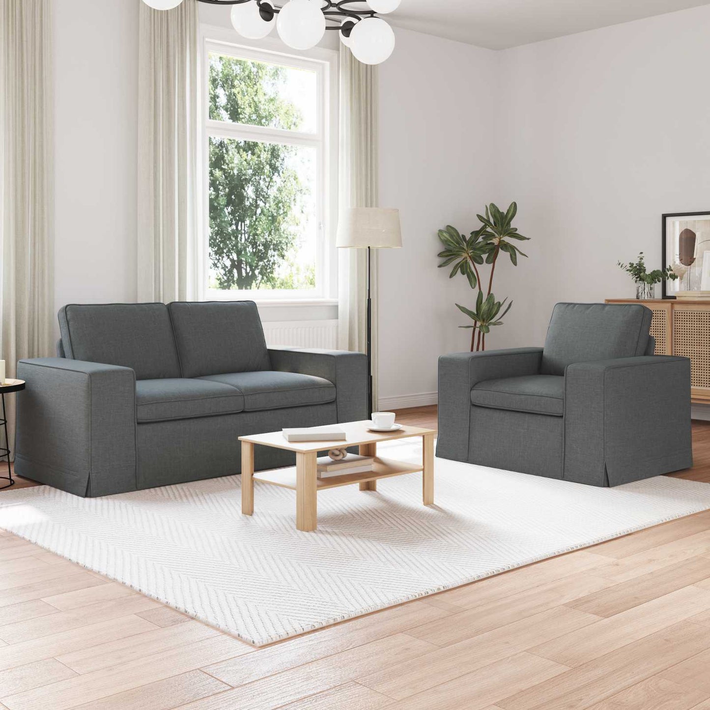 vidaXL Σετ Καναπέ 2 pcs Σκούρο Γκρι 162 x 80 x 82 εκ ύφασμα