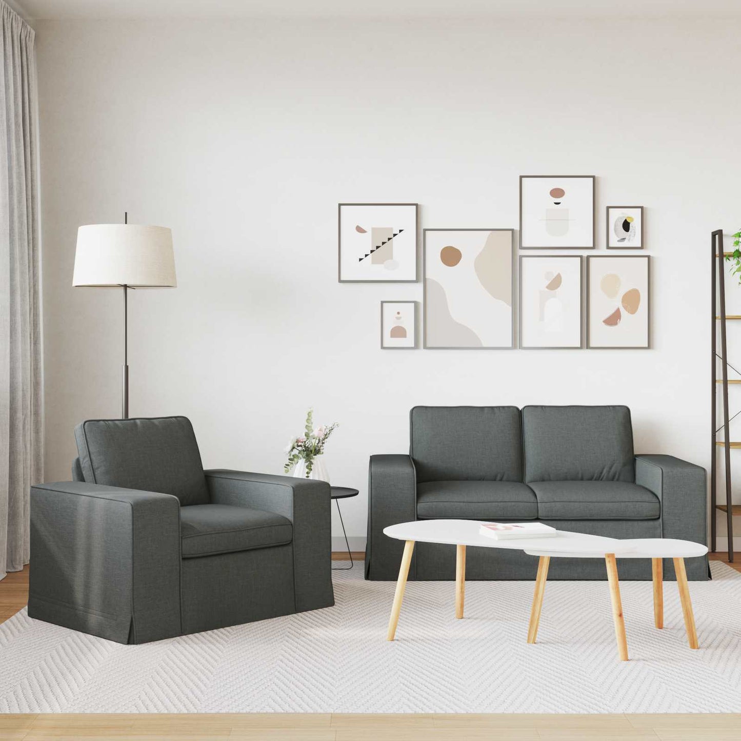 vidaXL Σετ Καναπέ 2 pcs Σκούρο Γκρι 162 x 80 x 82 εκ ύφασμα