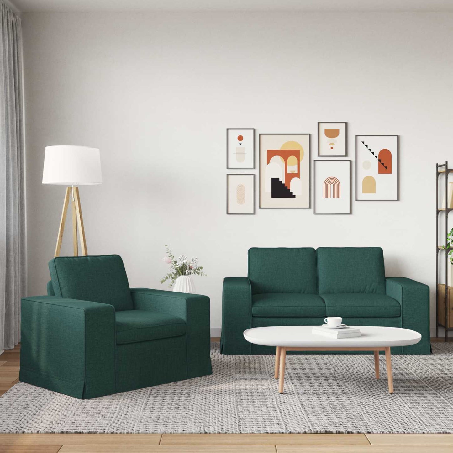 vidaXL Σετ Καναπέ 2 pcs Σκούρο Πράσινο 162 x 80 x 82 εκ ύφασμα