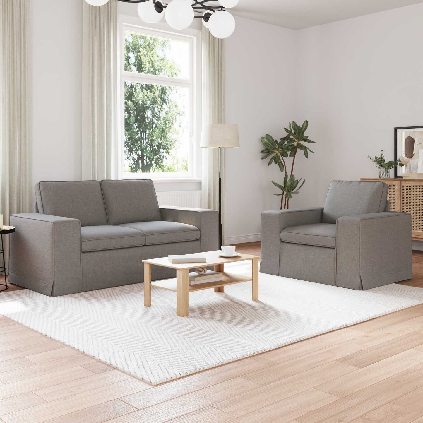 vidaXL Σετ Καναπέ 2 pcs Taupe 162 x 80 x 82 εκ ύφασμα