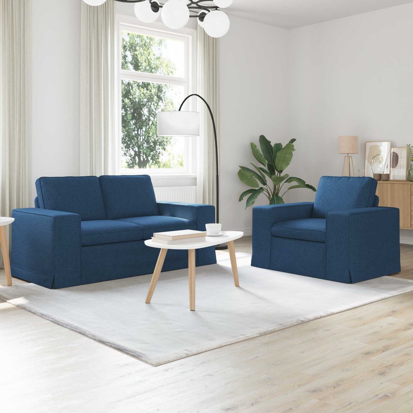 vidaXL Σετ Καναπέ 2 pcs Μπλε 162 x 80 x 82 εκ ύφασμα