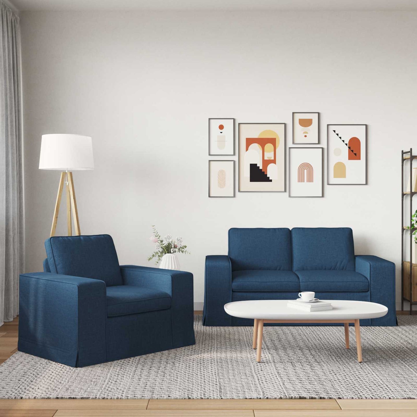 vidaXL Σετ Καναπέ 2 pcs Μπλε 162 x 80 x 82 εκ ύφασμα