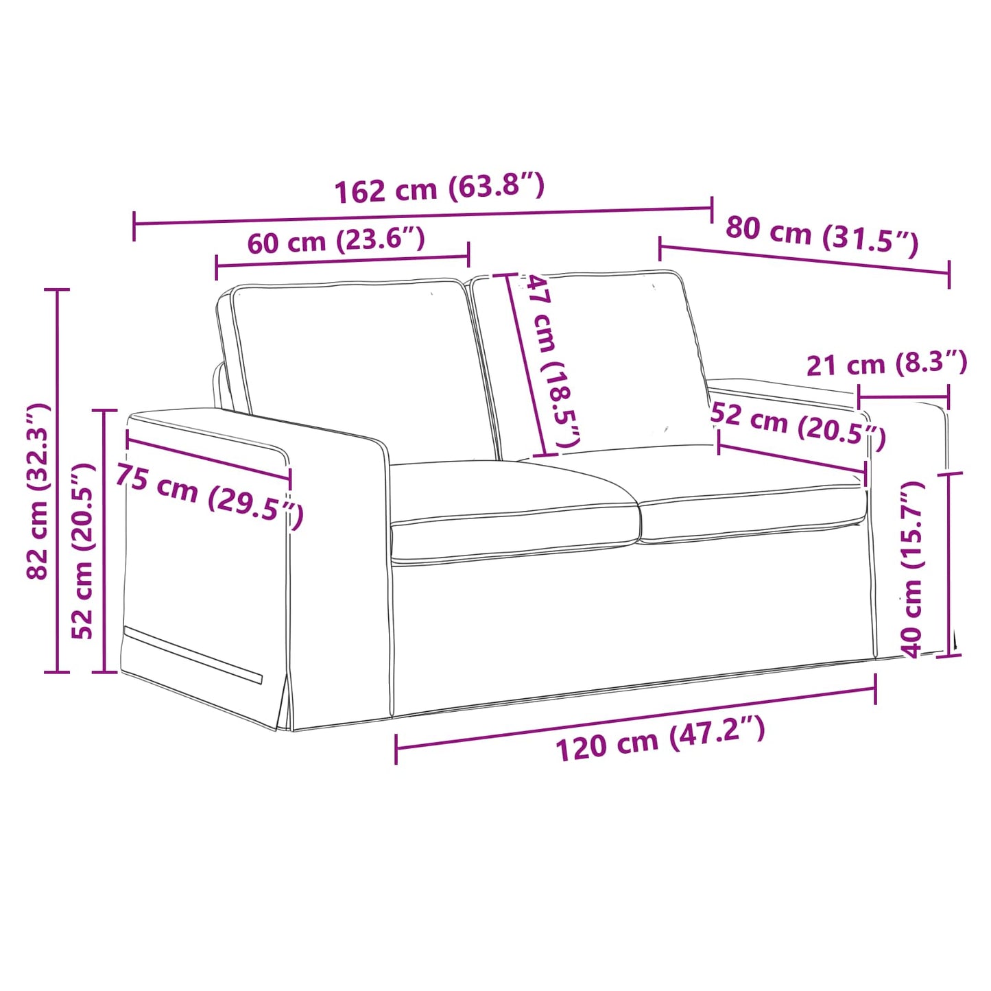 vidaXL Σετ Καναπέ 2 pcs Μπλε 162 x 80 x 82 εκ ύφασμα