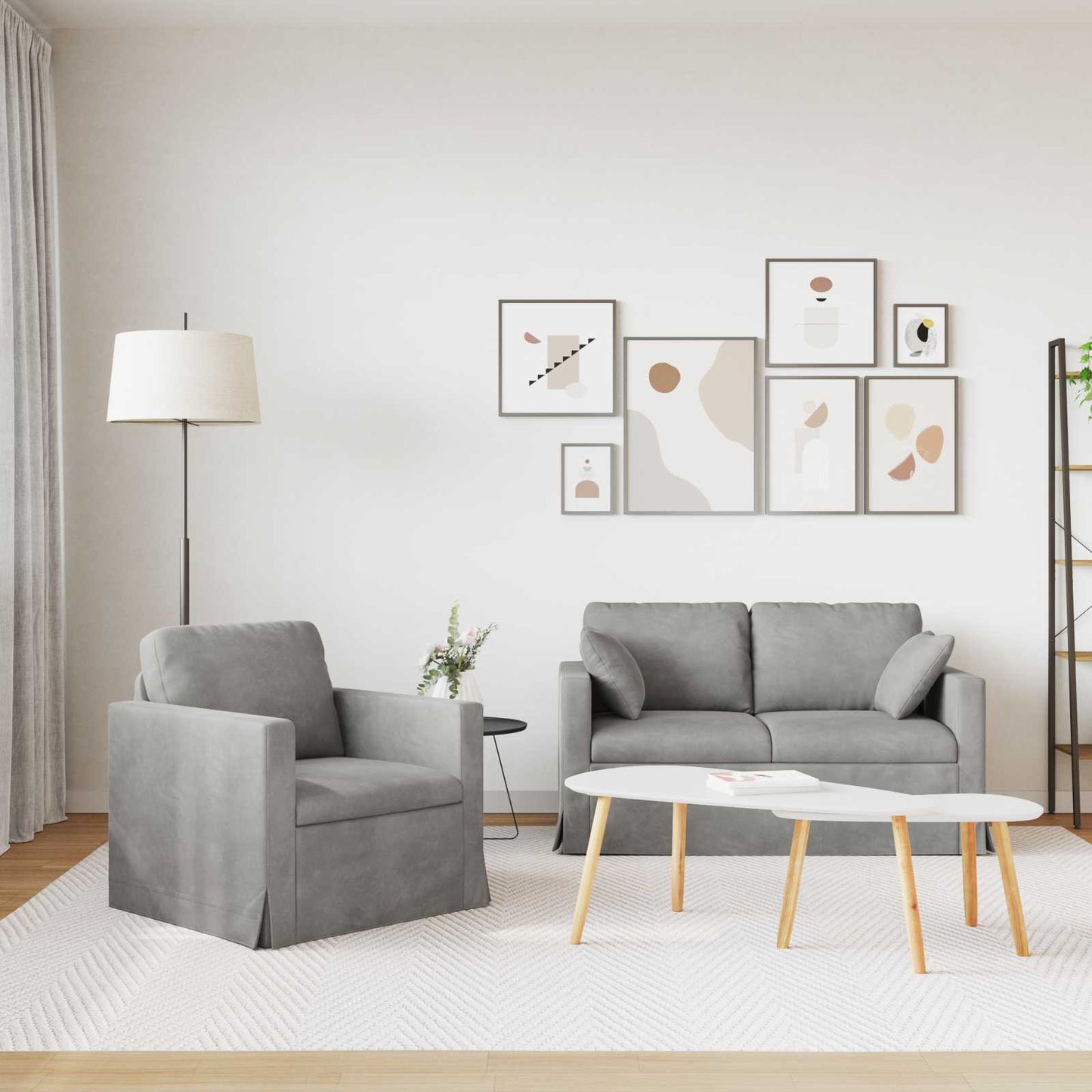 vidaXL Σετ Καναπέ 2 pcs Ανοιχτό γκρι 138 x 78 x 80 εκ Βελούδο