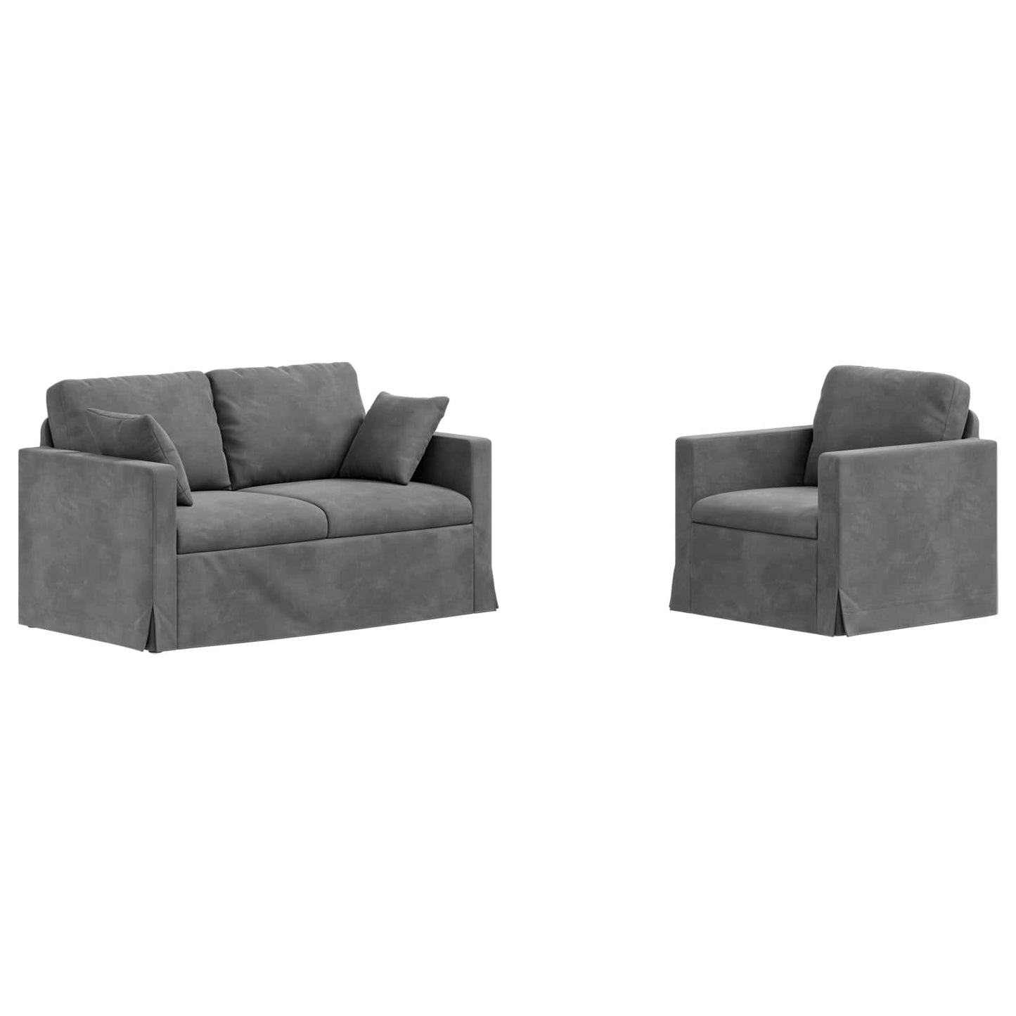 vidaXL Σετ Καναπέ 2 pcs Σκούρο Γκρι 138 x 78 x 80 εκ Βελούδο
