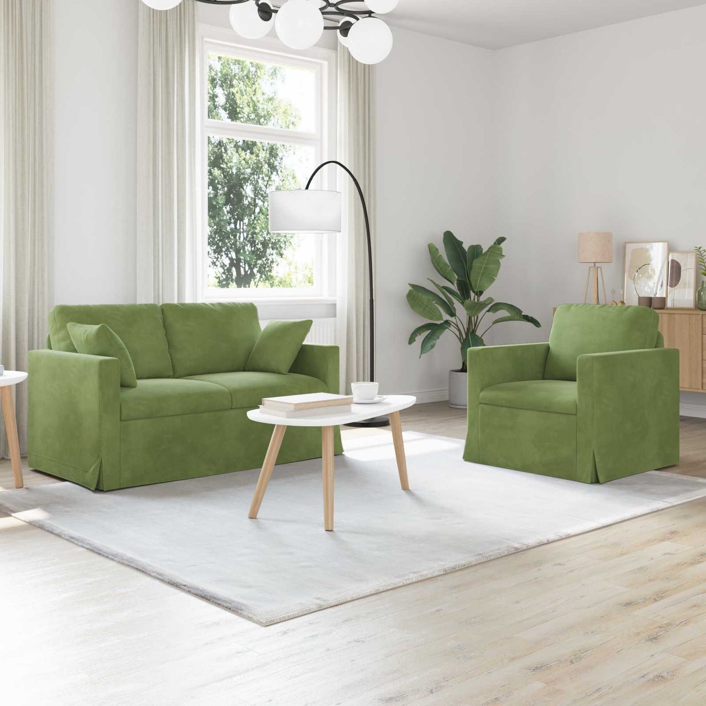 vidaXL Σετ Καναπέ 2 pcs Ανοιχτό Πράσινο 138 x 78 x 80 εκ Βελούδο