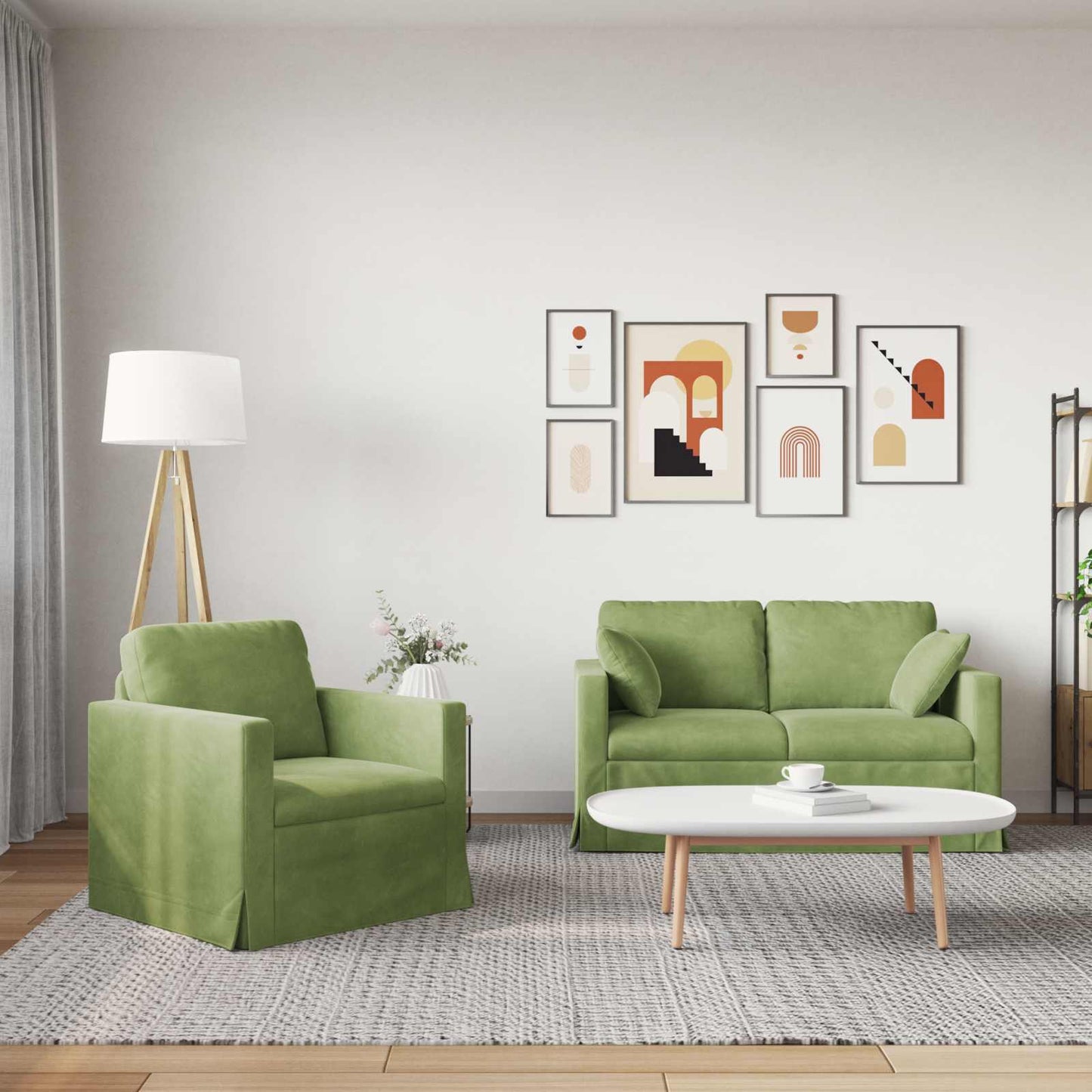 vidaXL Σετ Καναπέ 2 pcs Ανοιχτό Πράσινο 138 x 78 x 80 εκ Βελούδο