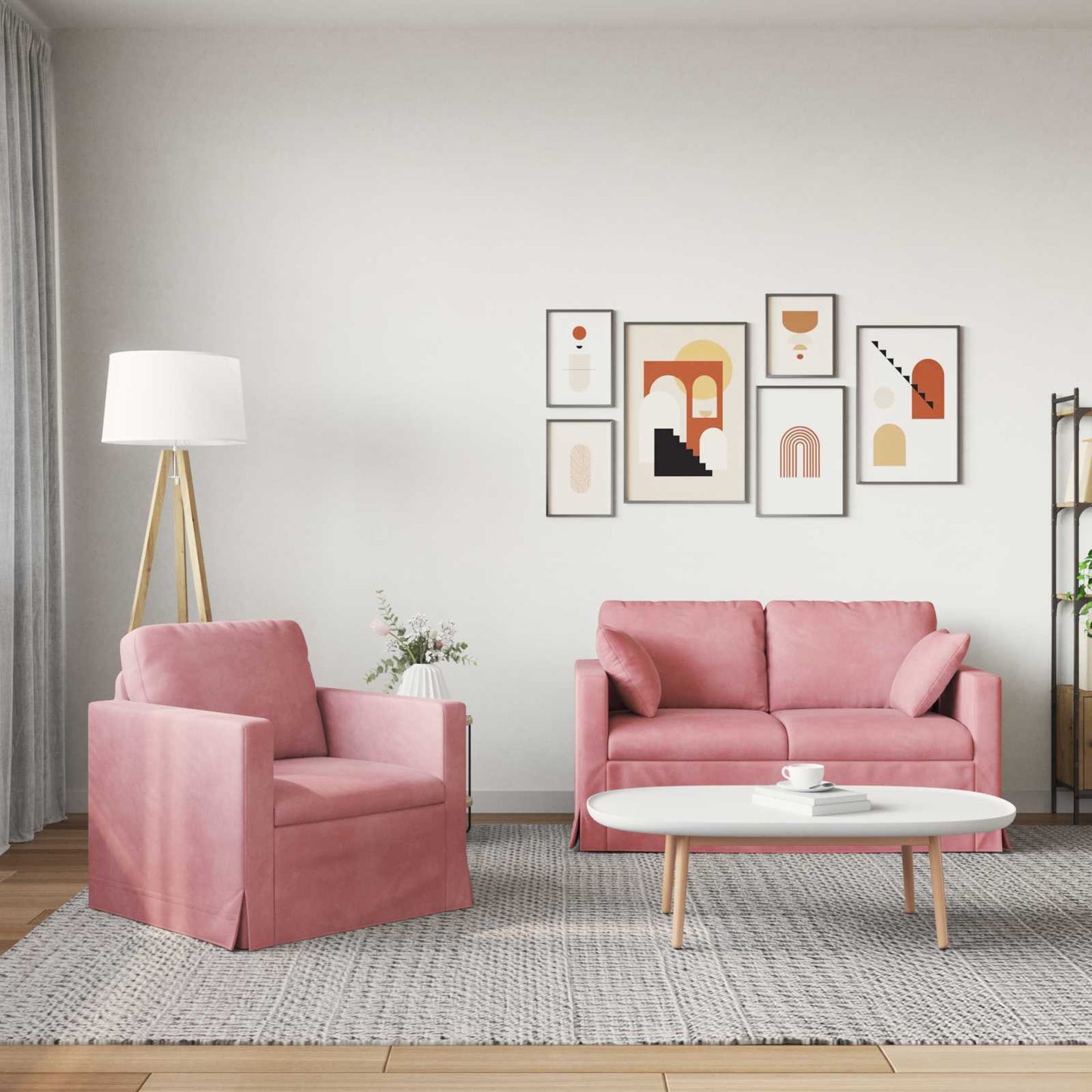 vidaXL Σετ Καναπέ 2 pcs Ροζ 138 x 78 x 80 εκ Βελούδο