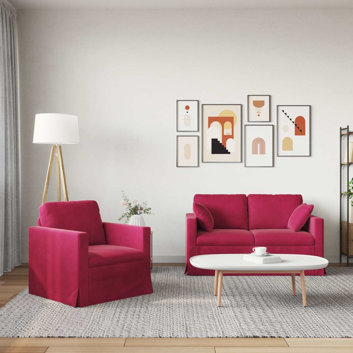 vidaXL Σετ Καναπέ 2 pcs Κόκκινο 138 x 78 x 80 εκ Βελούδο