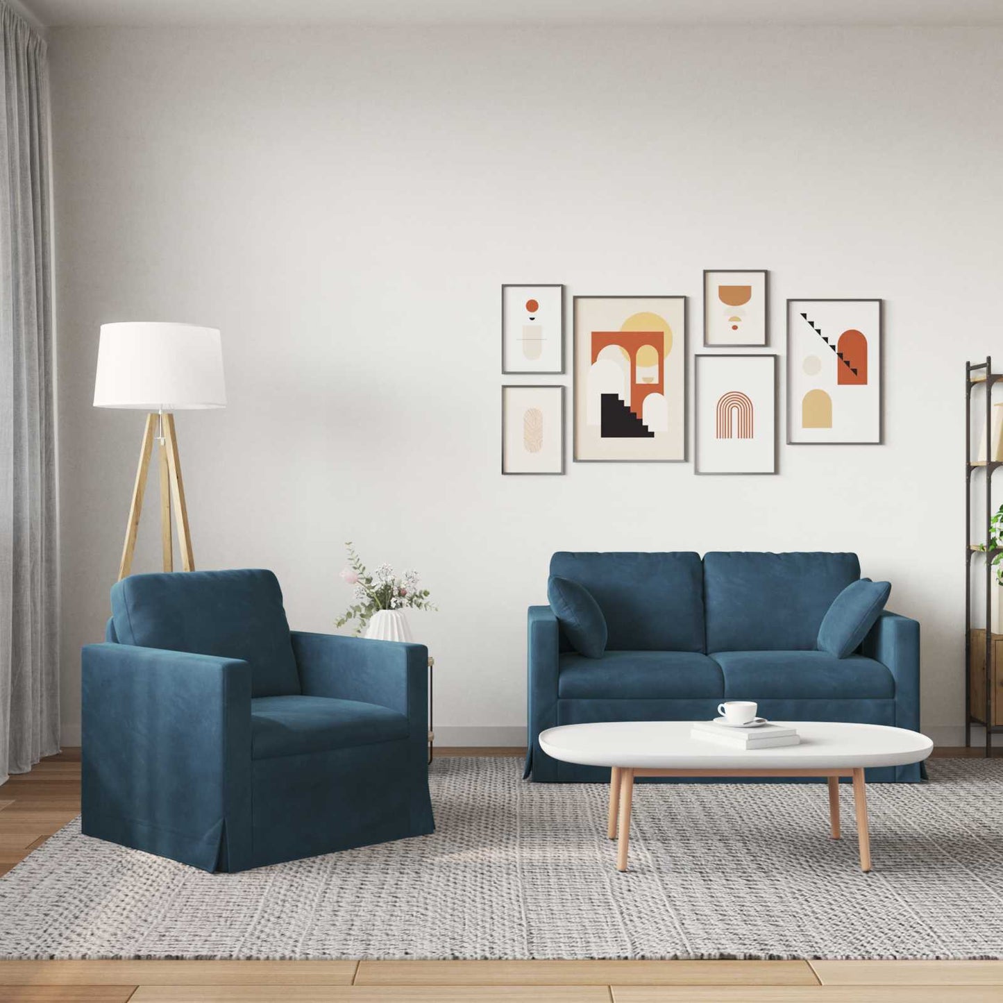 vidaXL Σετ Καναπέ 2 pcs Μπλε 138 x 78 x 80 εκ Βελούδο