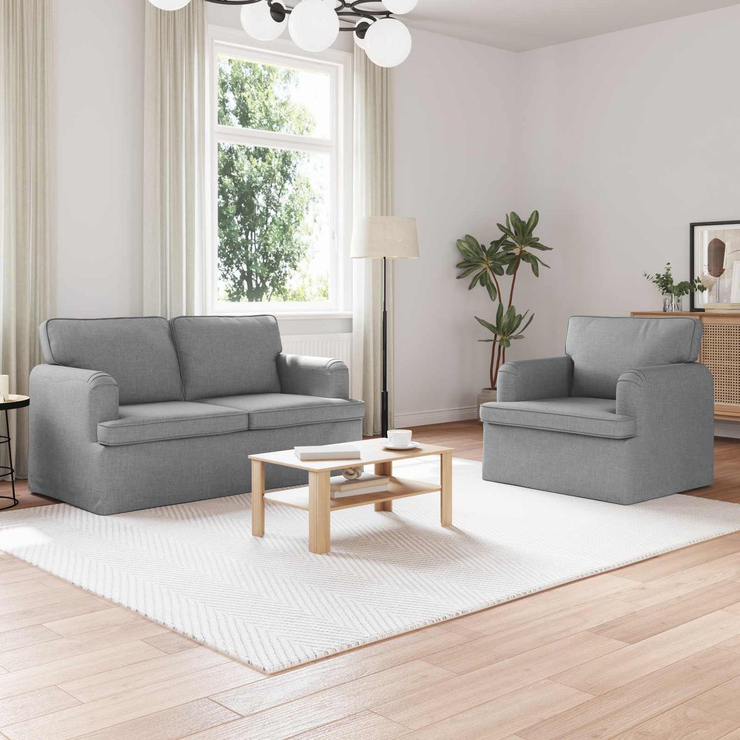 vidaXL Σετ Καναπέ 2 pcs Ανοιχτό γκρι 144 x 80 x 85 εκ ύφασμα