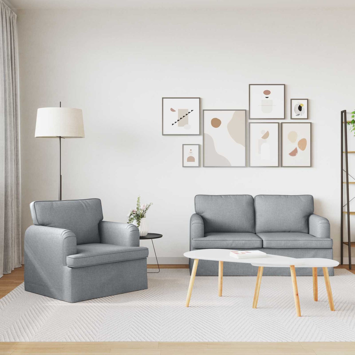 vidaXL Σετ Καναπέ 2 pcs Ανοιχτό γκρι 144 x 80 x 85 εκ ύφασμα