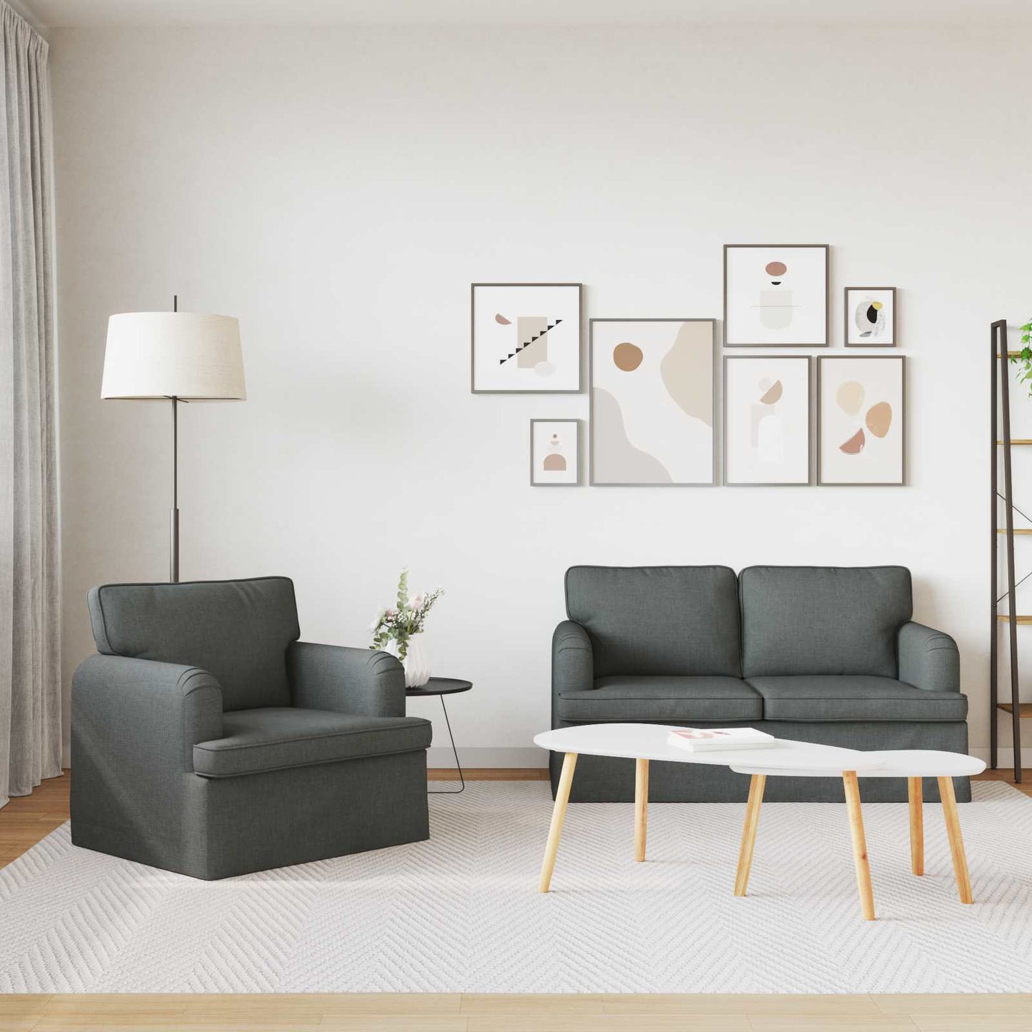 vidaXL Σετ Καναπέ 2 pcs Σκούρο Γκρι 144 x 80 x 85 εκ ύφασμα