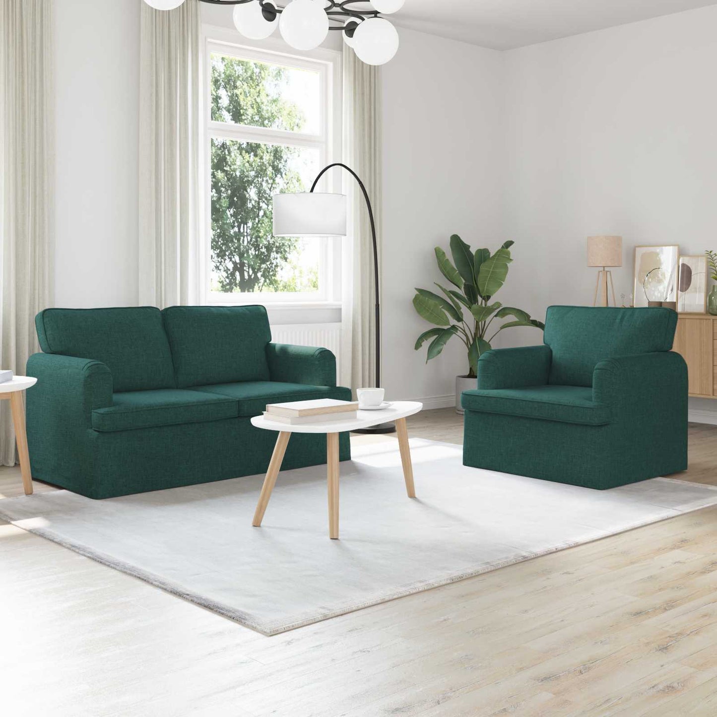 vidaXL Σετ Καναπέ 2 pcs Σκούρο Πράσινο 144 x 80 x 85 εκ ύφασμα