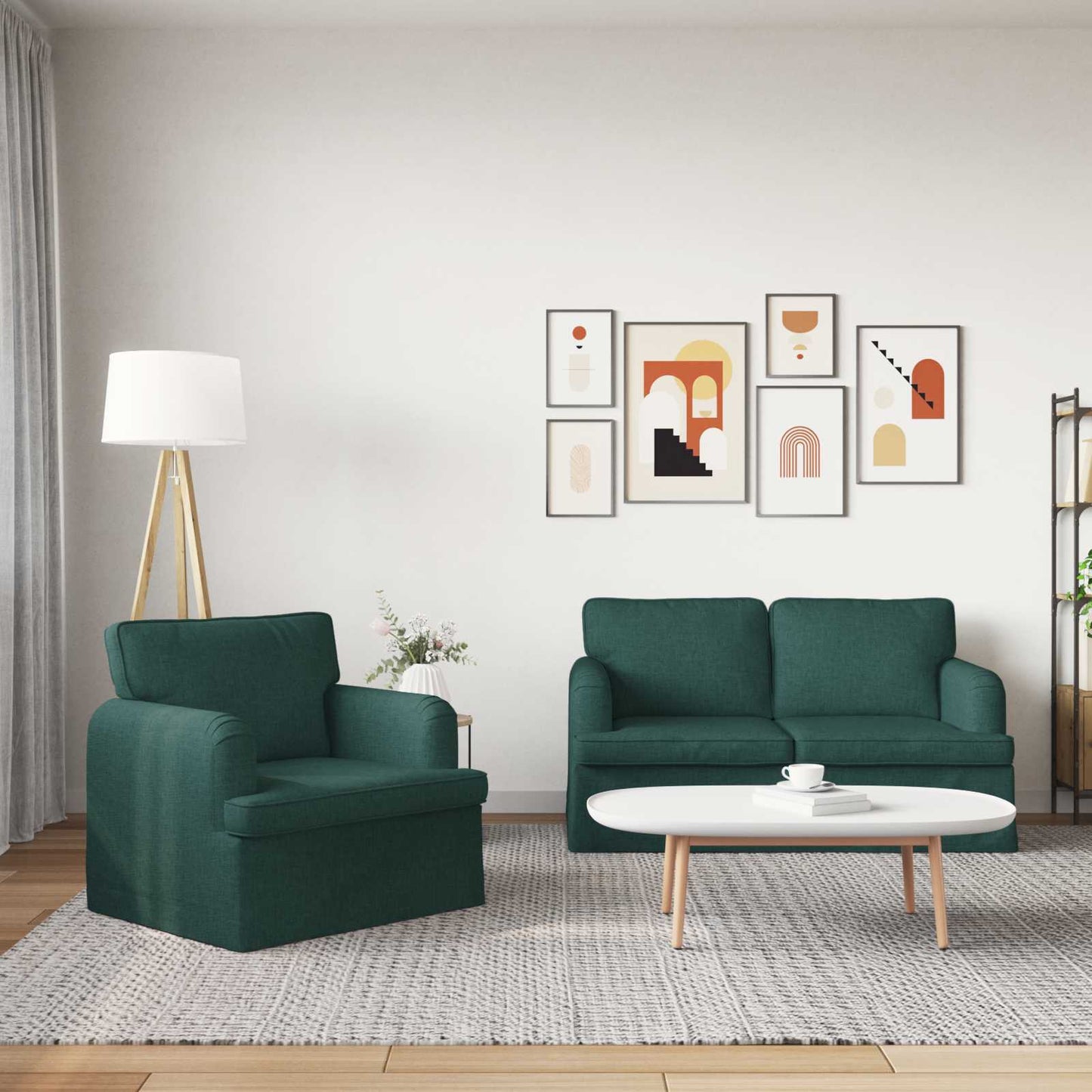 vidaXL Σετ Καναπέ 2 pcs Σκούρο Πράσινο 144 x 80 x 85 εκ ύφασμα