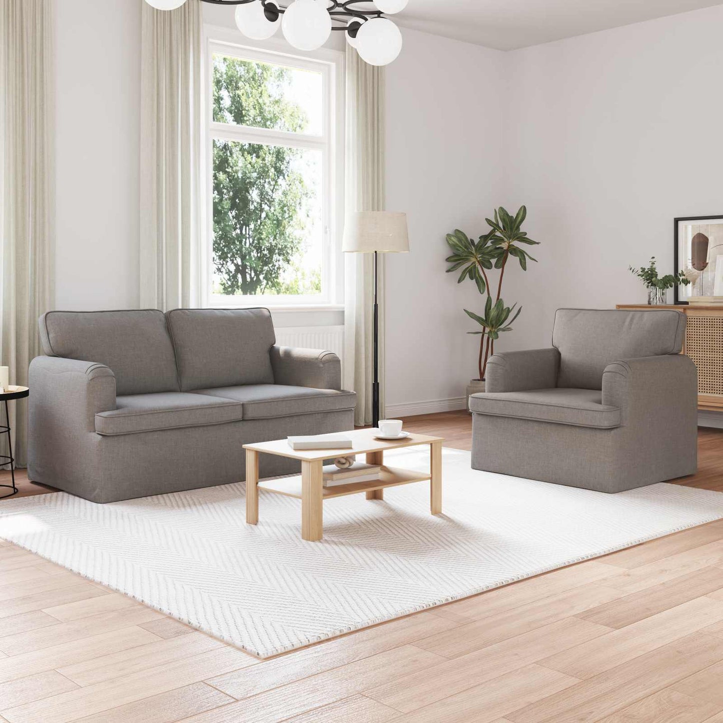 vidaXL Σετ Καναπέ 2 pcs Taupe 144 x 80 x 85 εκ ύφασμα