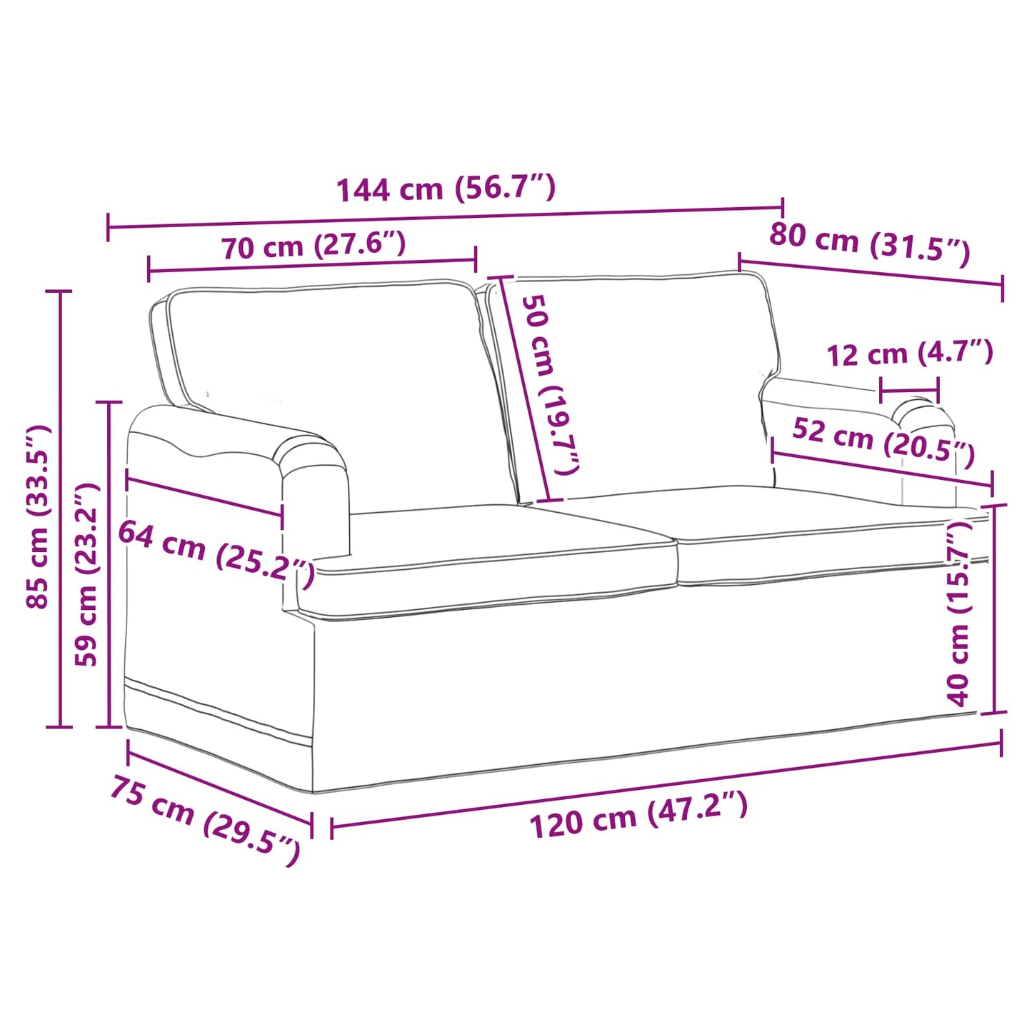 vidaXL Σετ Καναπέ 2 pcs Taupe 144 x 80 x 85 εκ ύφασμα