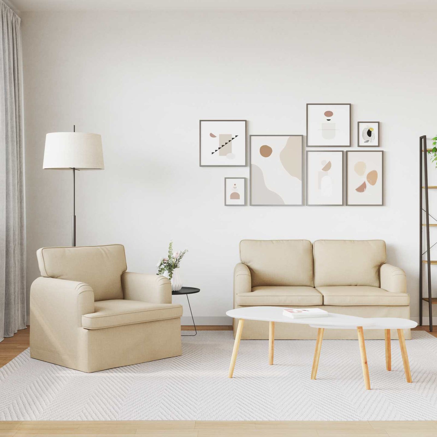 vidaXL Σετ Καναπέ 2 pcs Κρεμ 144 x 80 x 85 εκ ύφασμα