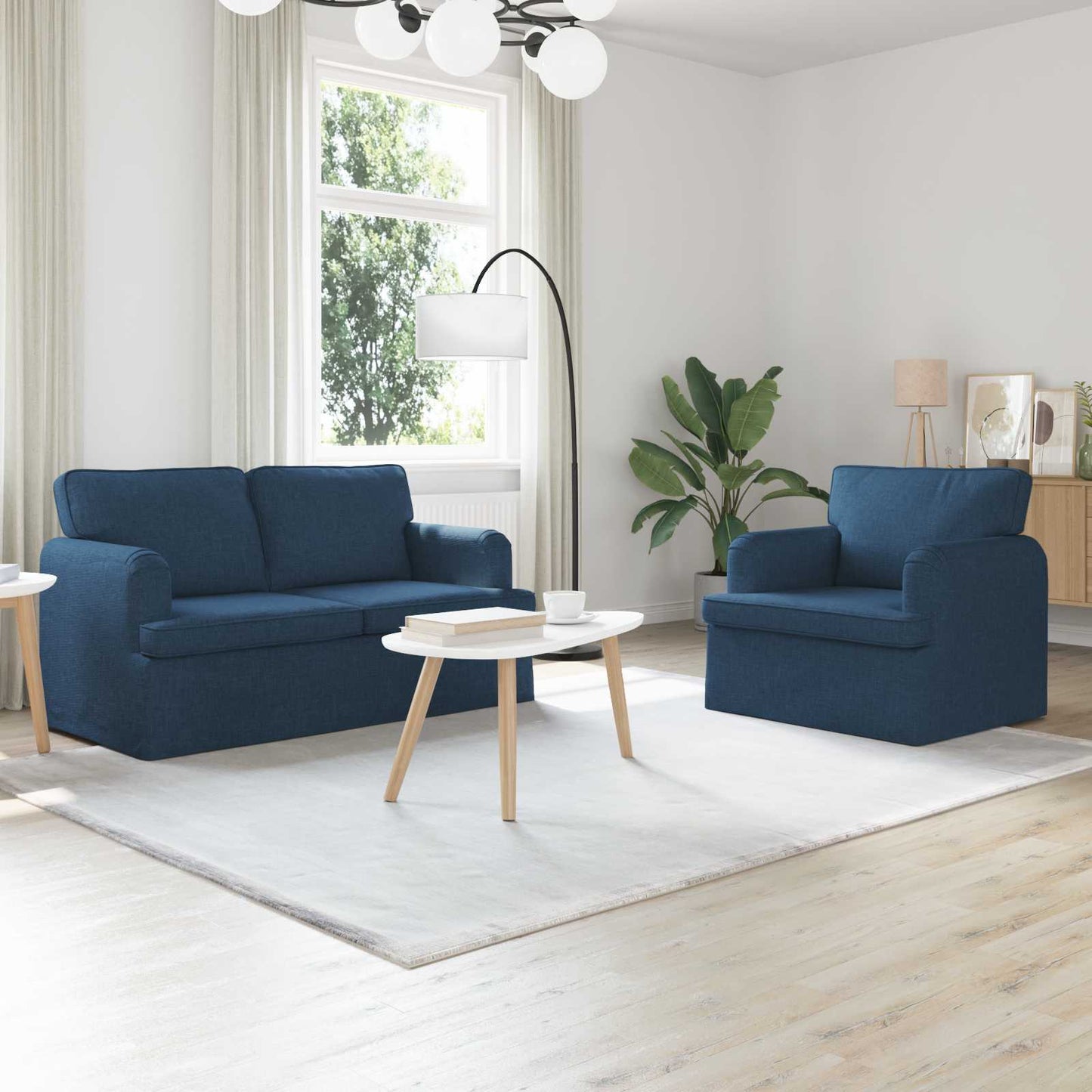 vidaXL Σετ Καναπέ 2 pcs Μπλε 144 x 80 x 85 εκ ύφασμα