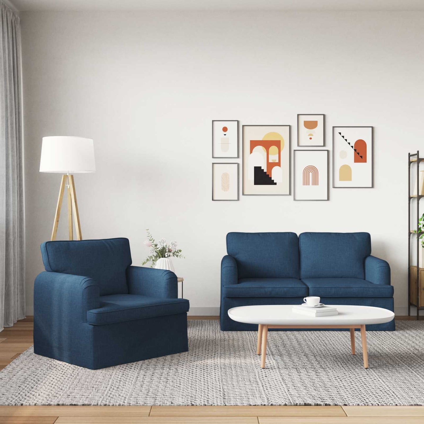 vidaXL Σετ Καναπέ 2 pcs Μπλε 144 x 80 x 85 εκ ύφασμα