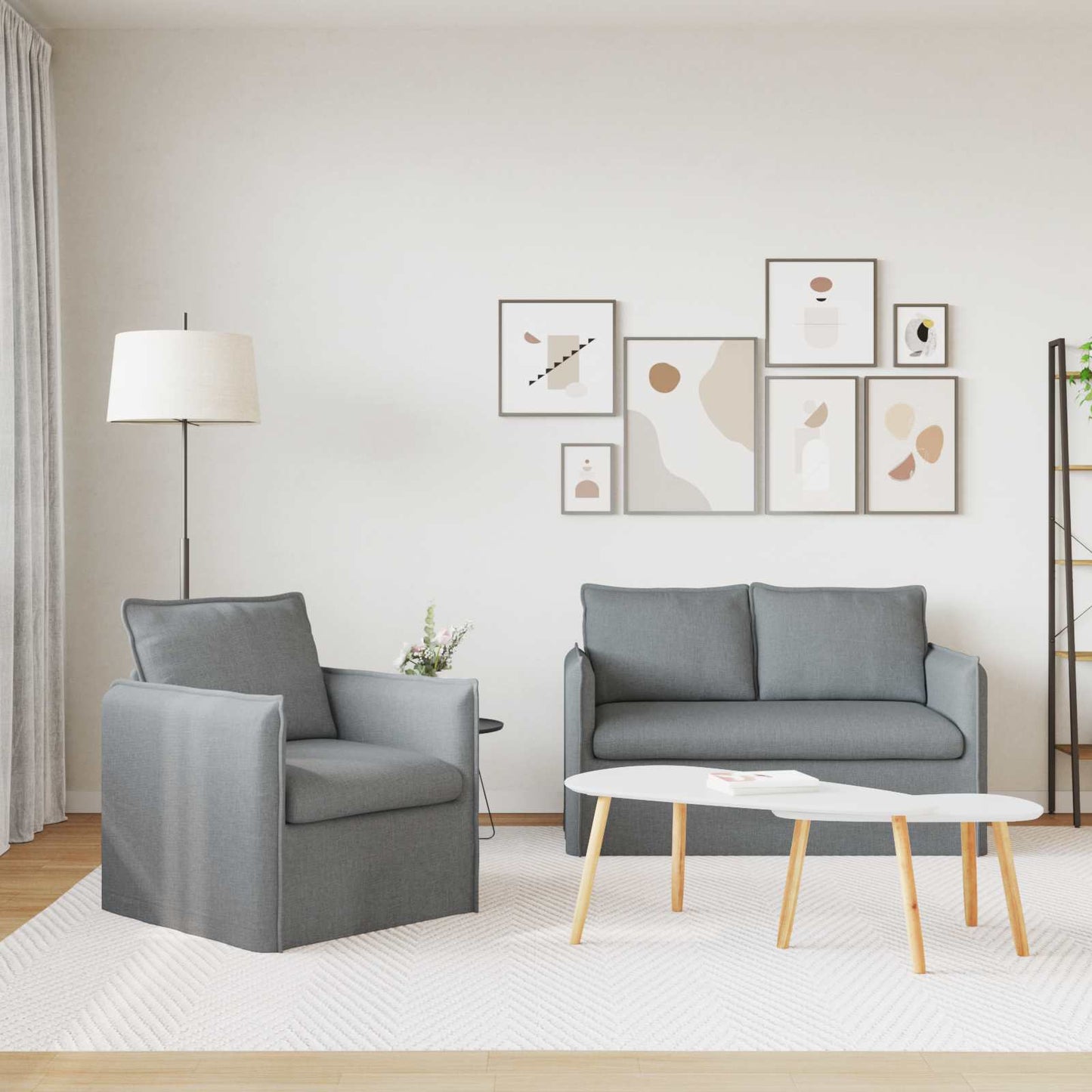 vidaXL Σετ Καναπέ 2 pcs Ανοιχτό γκρι 136 x 82 x 85 εκ Ύφασμα