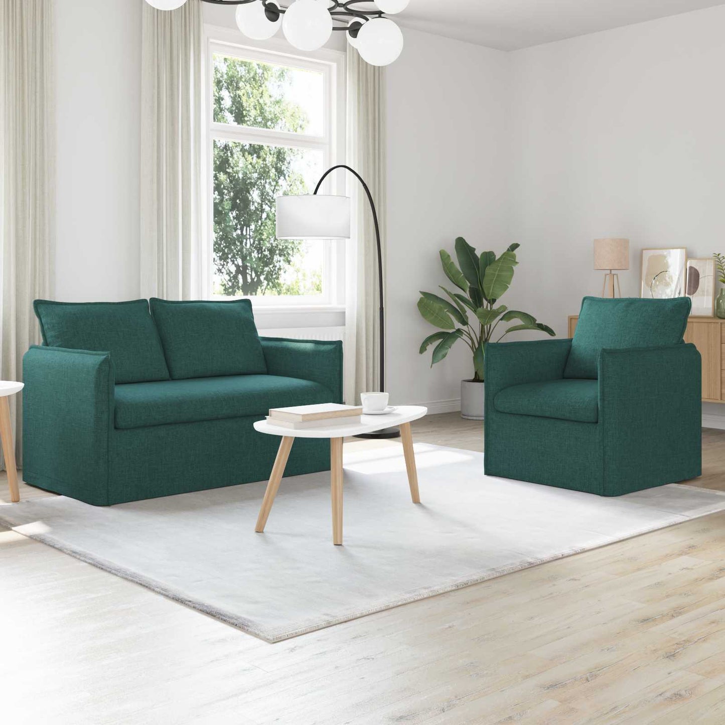 vidaXL Σετ Καναπέ 2 pcs Σκούρο Πράσινο 136 x 82 x 85 εκ Ύφασμα