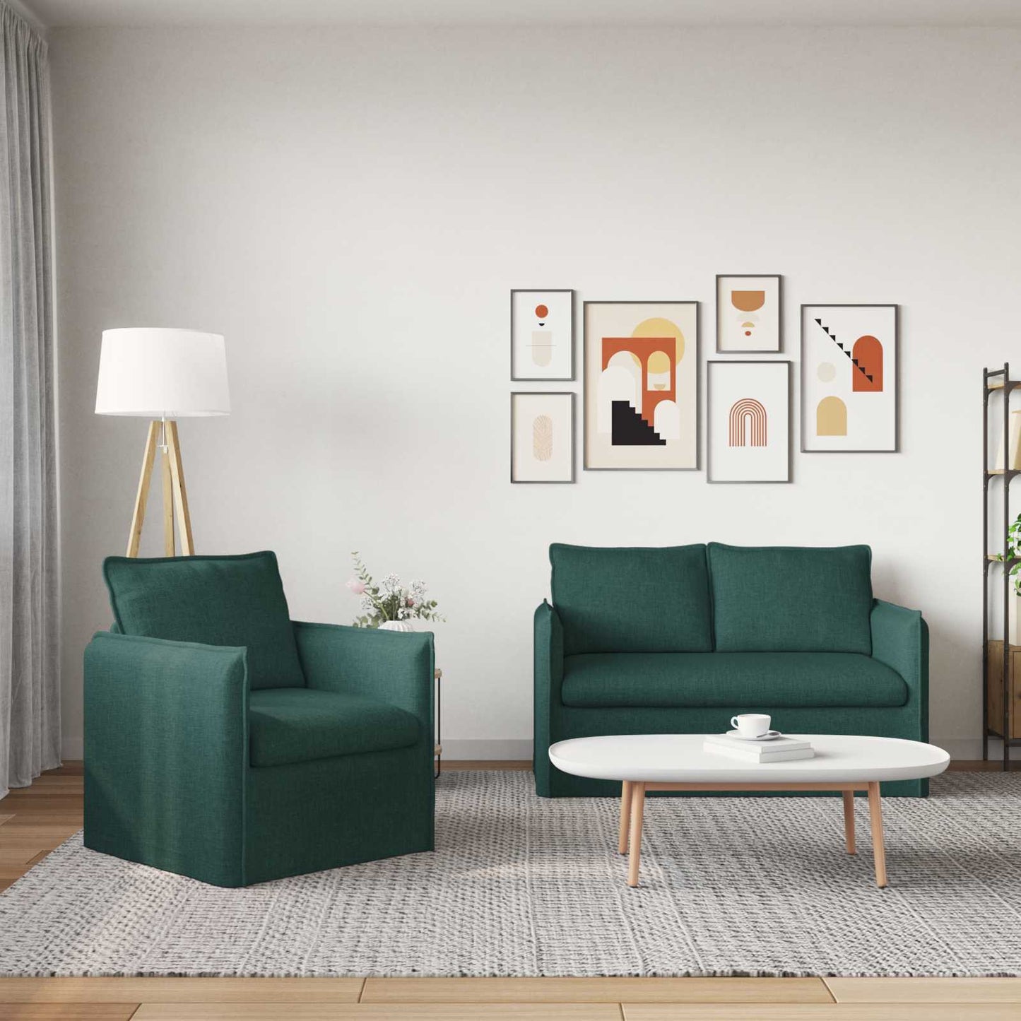 vidaXL Σετ Καναπέ 2 pcs Σκούρο Πράσινο 136 x 82 x 85 εκ Ύφασμα